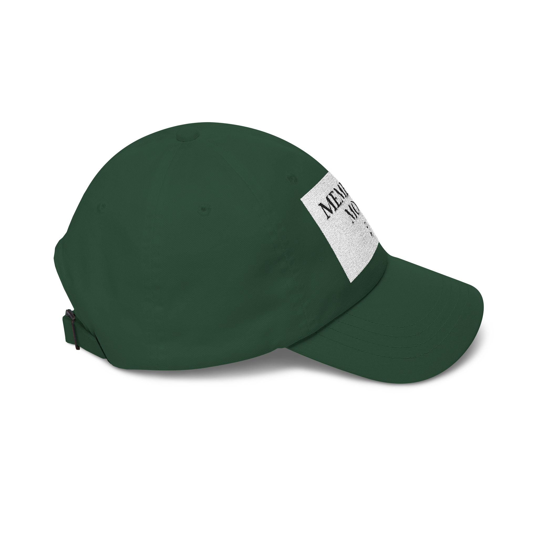 Memento Mori Dad Cap — Minimalist White Embroidered Baseball Hat
