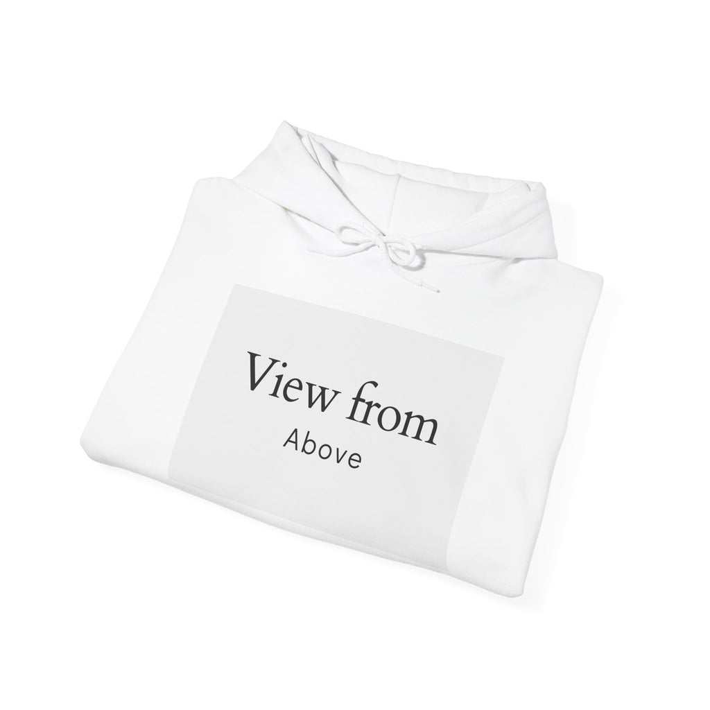 View From Above Hoodie - Minimal Text Graphic Pullover