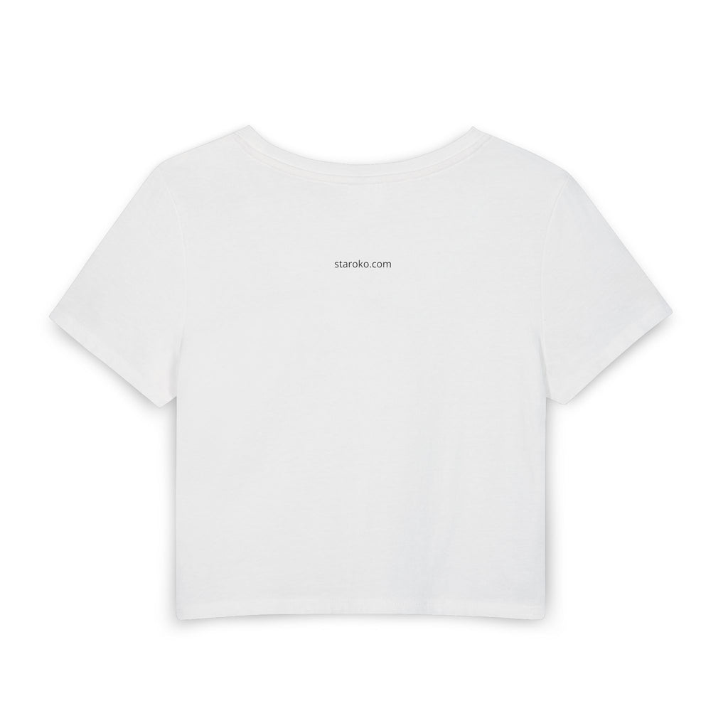 Minimalist 'Stay Calm' Women's Baby Tee — Cropped White Graphic Tee