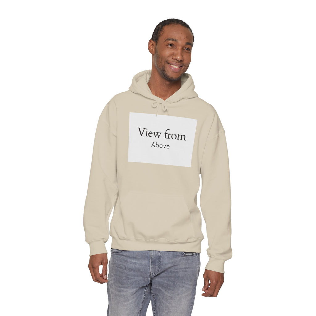 View From Above Hoodie - Minimal Text Graphic Pullover