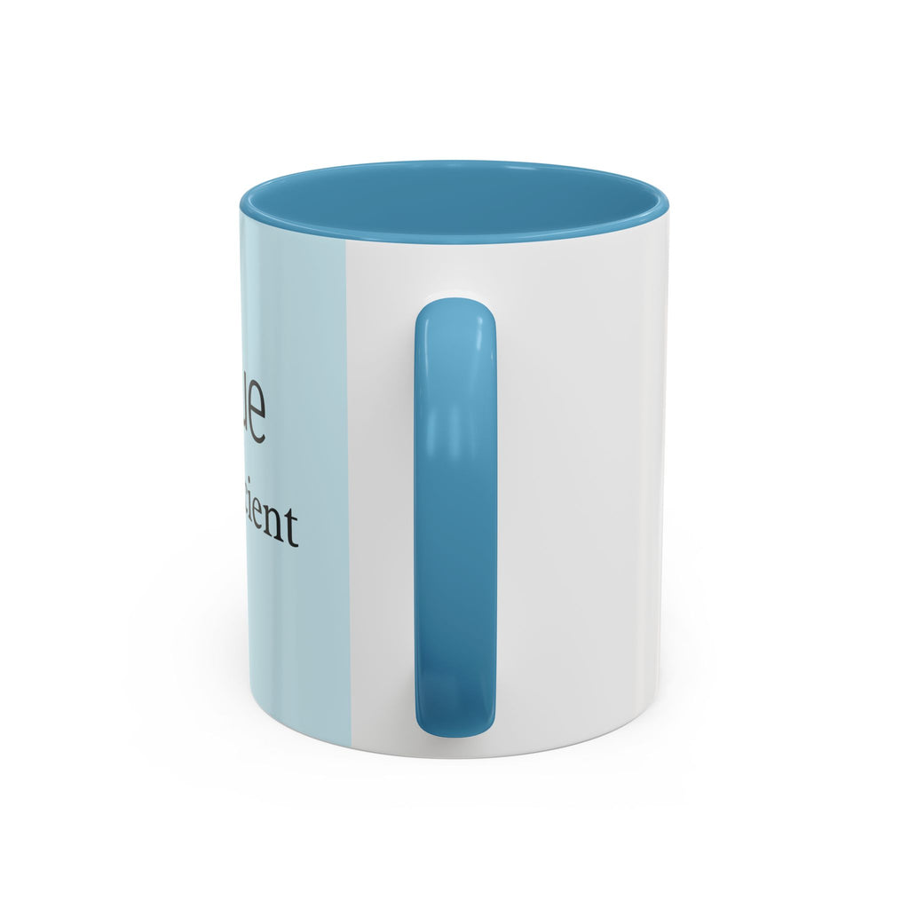 Virtue Is Sufficient Accent Coffee Mug — Inspirational Light Blue Ceramic