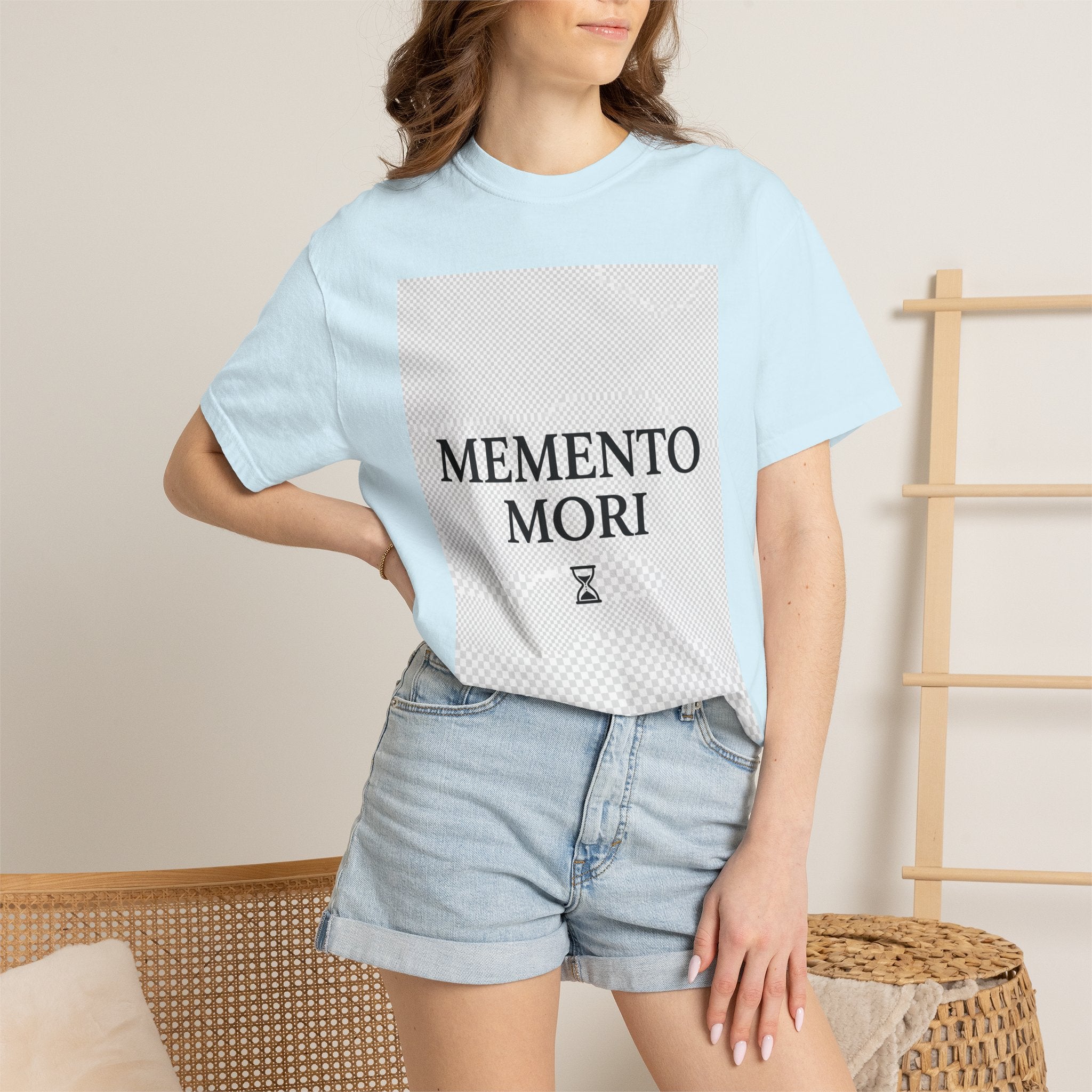 Memento Mori T-Shirt — Minimalist Hourglass Graphic Tee