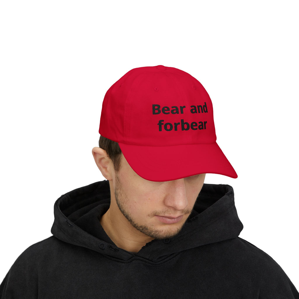 Dad Cap — "Bear and Forbear" Embroidered Cotton Hat