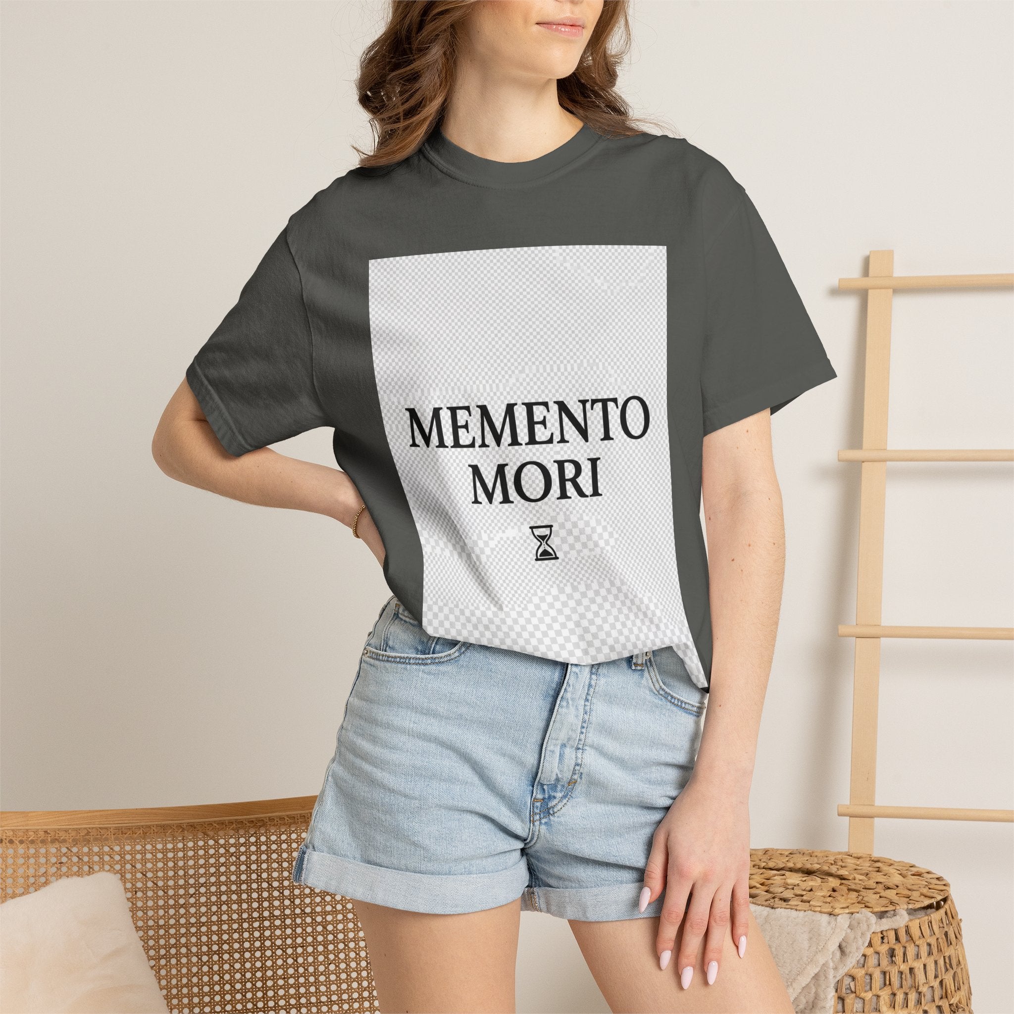 Memento Mori T-Shirt — Minimalist Hourglass Graphic Tee