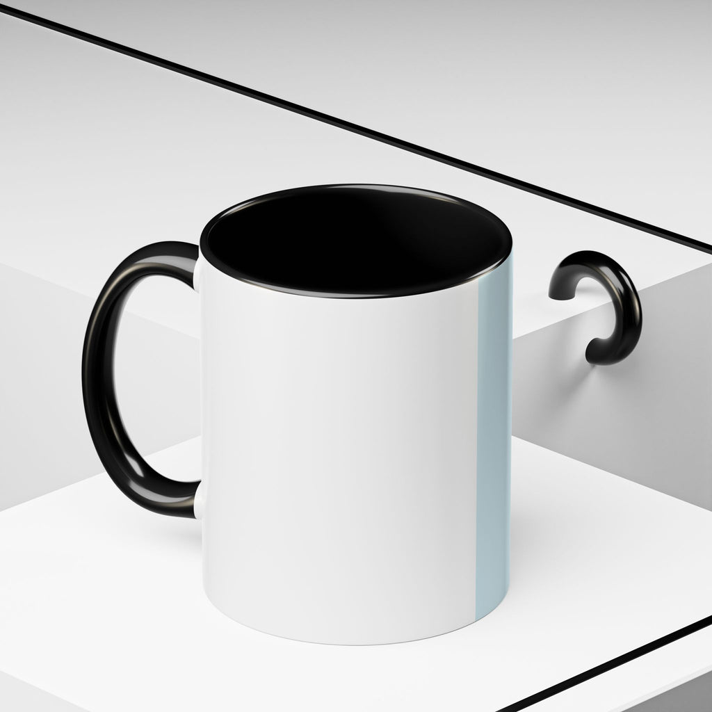 Virtue Is Sufficient Accent Coffee Mug — Inspirational Light Blue Ceramic