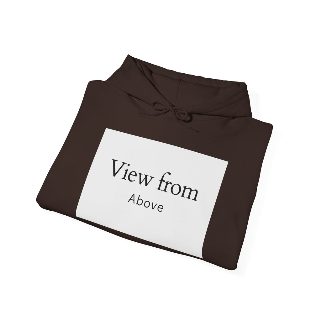 View From Above Hoodie - Minimal Text Graphic Pullover