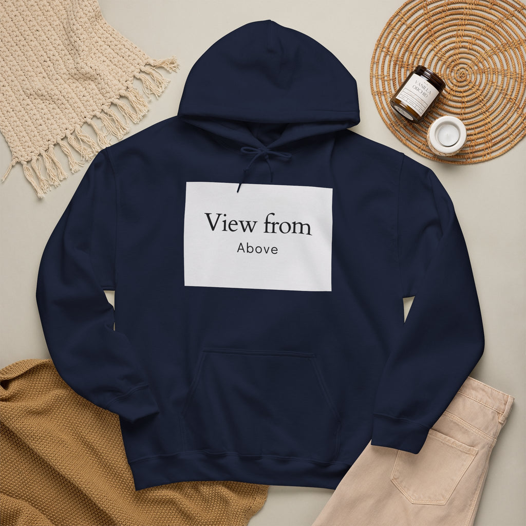 View From Above Hoodie - Minimal Text Graphic Pullover