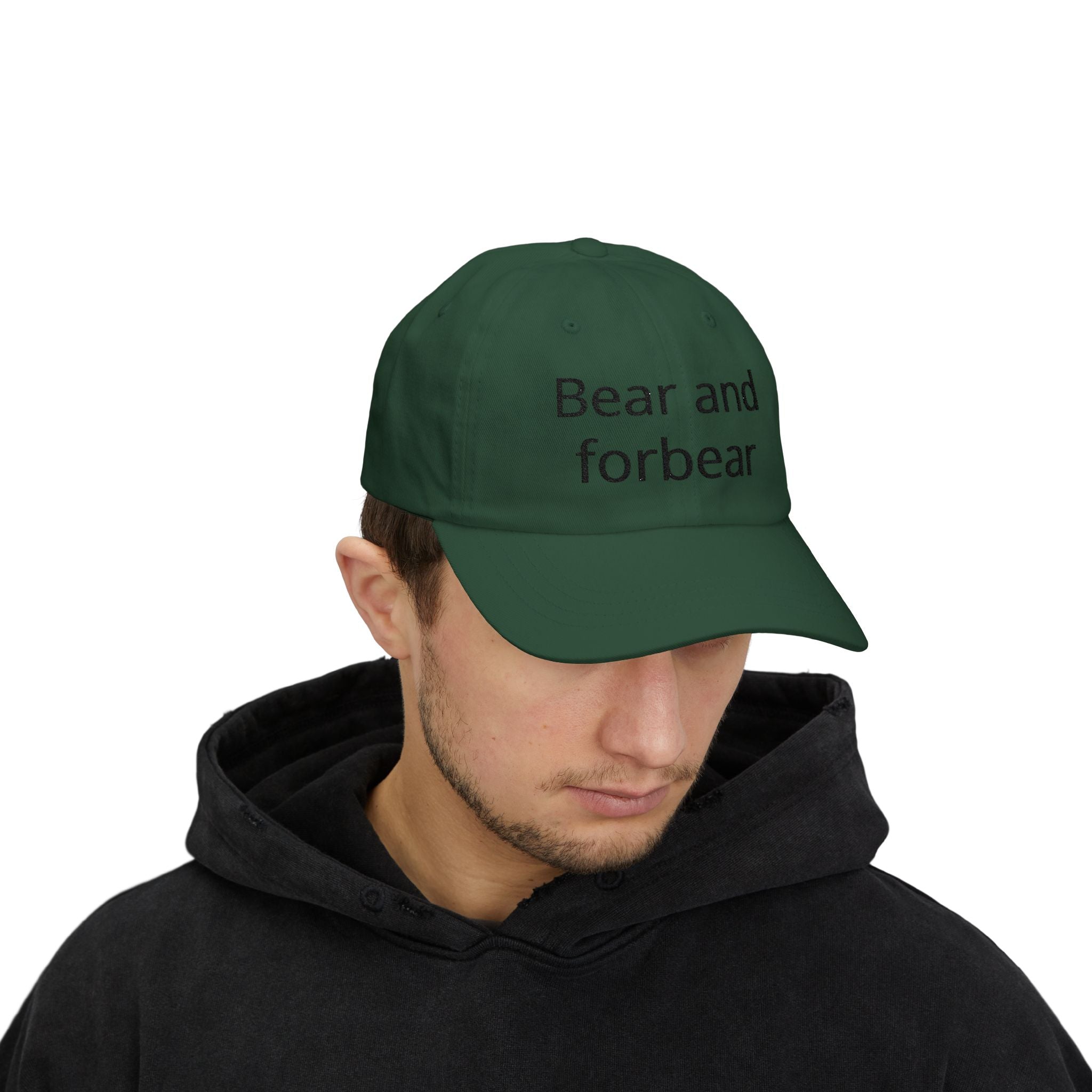Dad Cap — "Bear and Forbear" Embroidered Cotton Hat