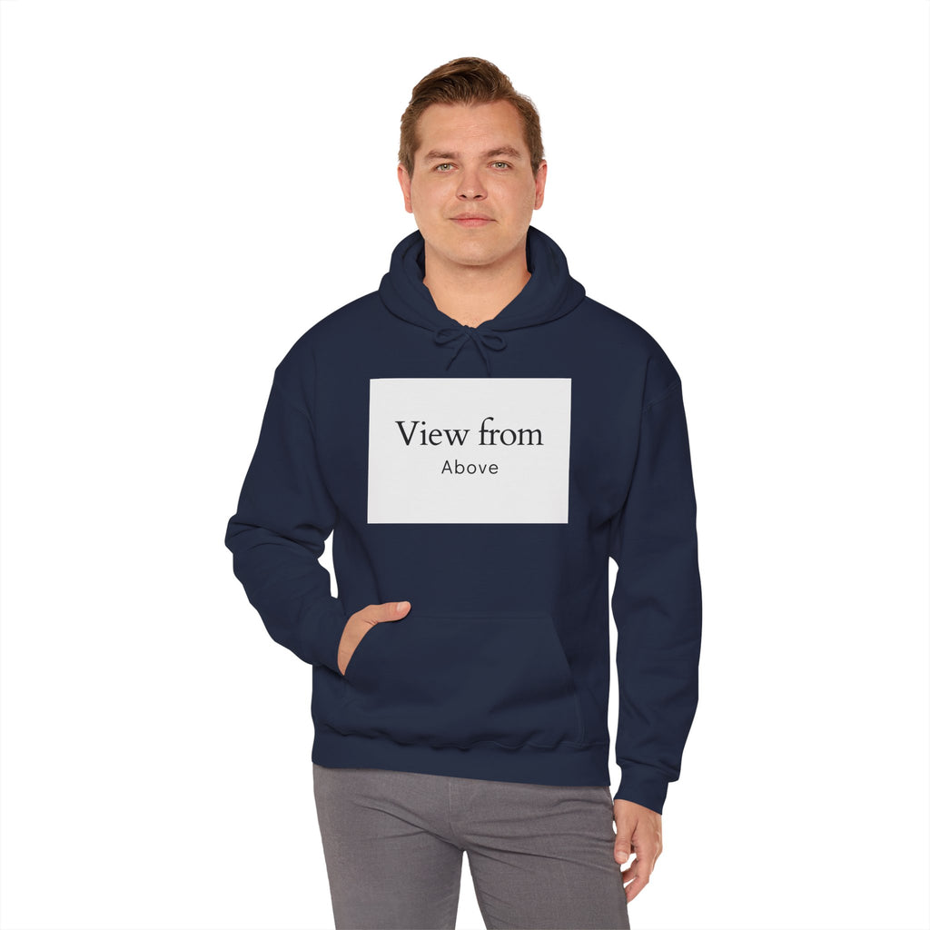 View From Above Hoodie - Minimal Text Graphic Pullover
