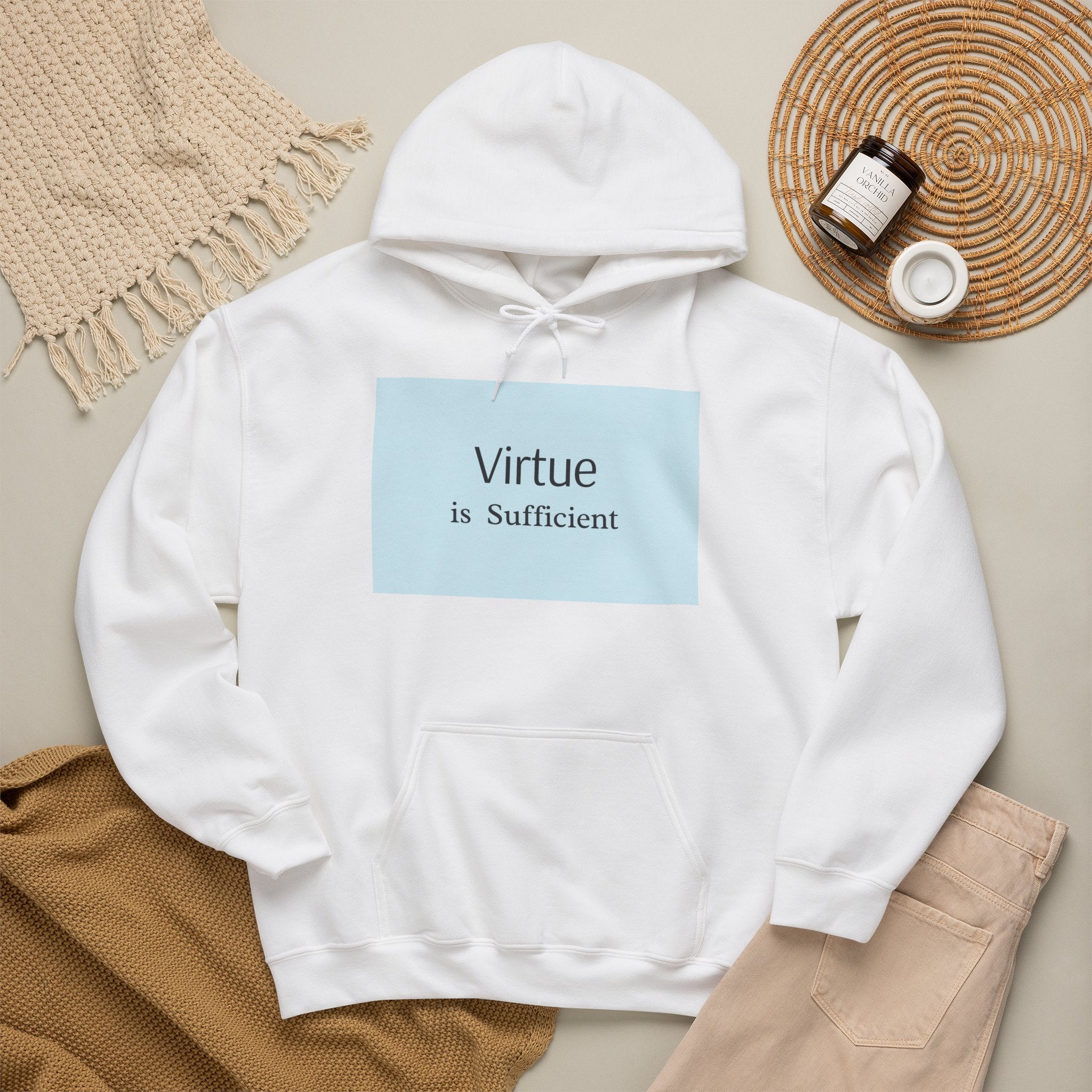 Virtue Is Sufficient Hoodie — Minimalist Inspirational Pullover