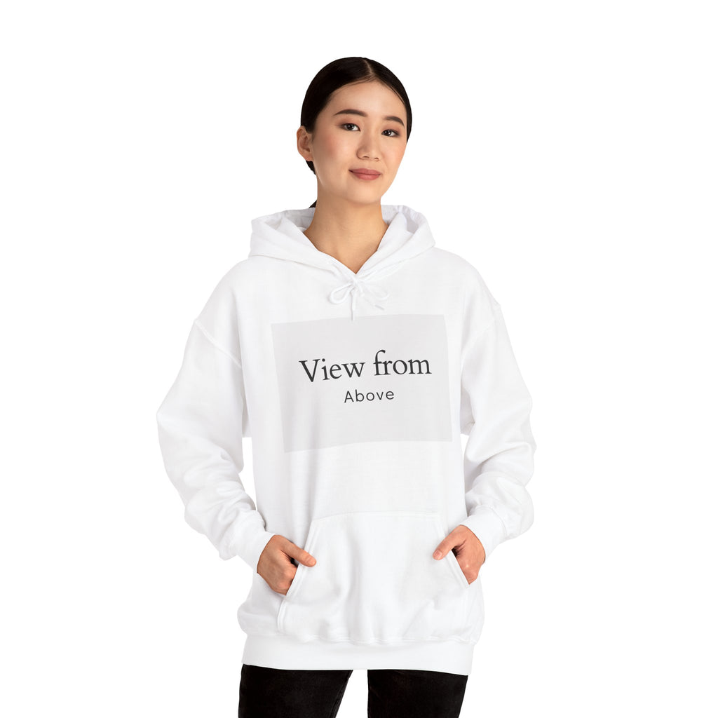 View From Above Hoodie - Minimal Text Graphic Pullover