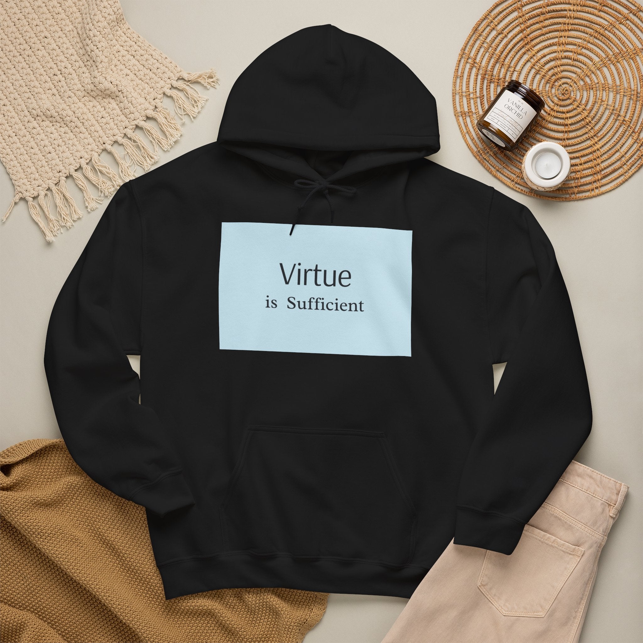 Virtue Is Sufficient Hoodie — Minimalist Inspirational Pullover