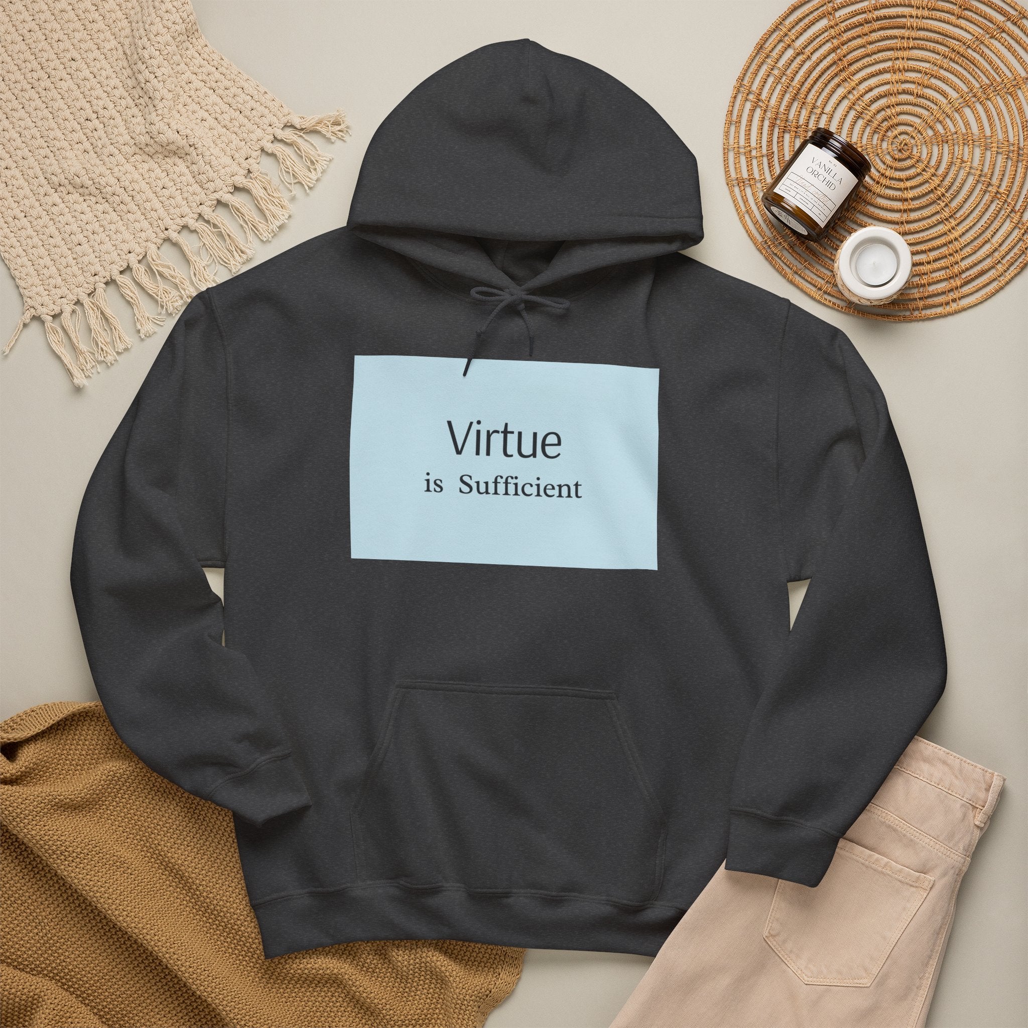 Virtue Is Sufficient Hoodie — Minimalist Inspirational Pullover