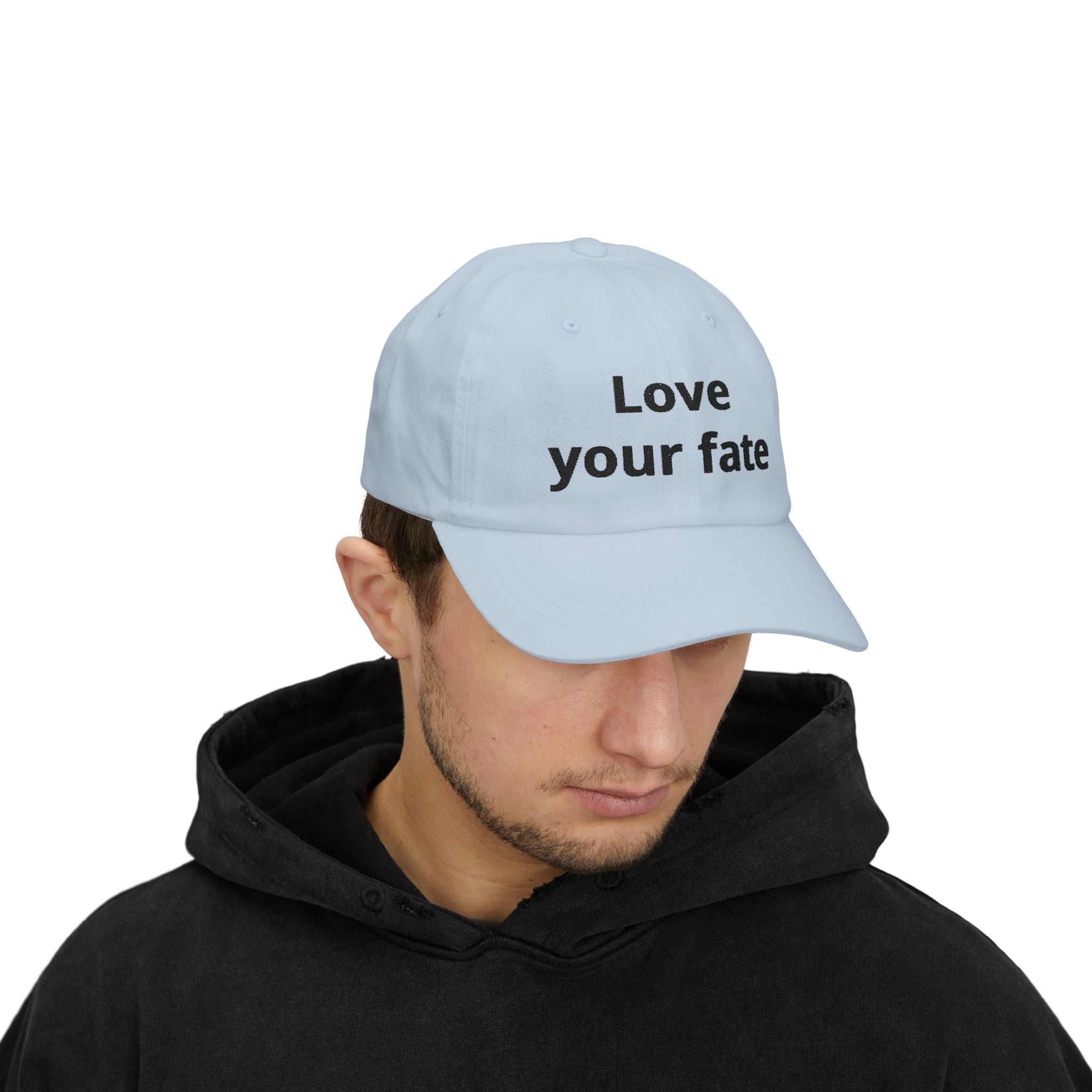 Love Your Fate Dad Cap – Minimal Embroidered White Baseball Hat