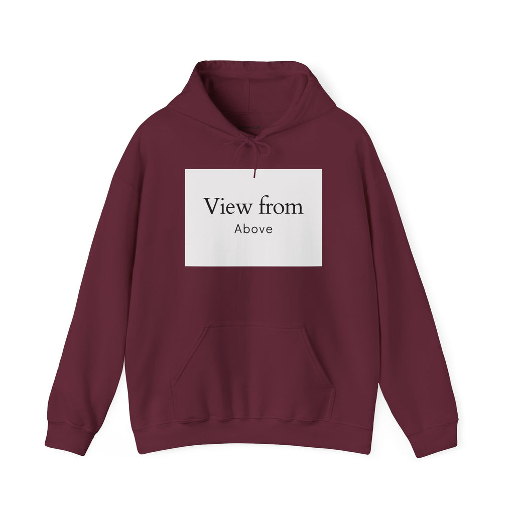 View From Above Hoodie - Minimal Text Graphic Pullover