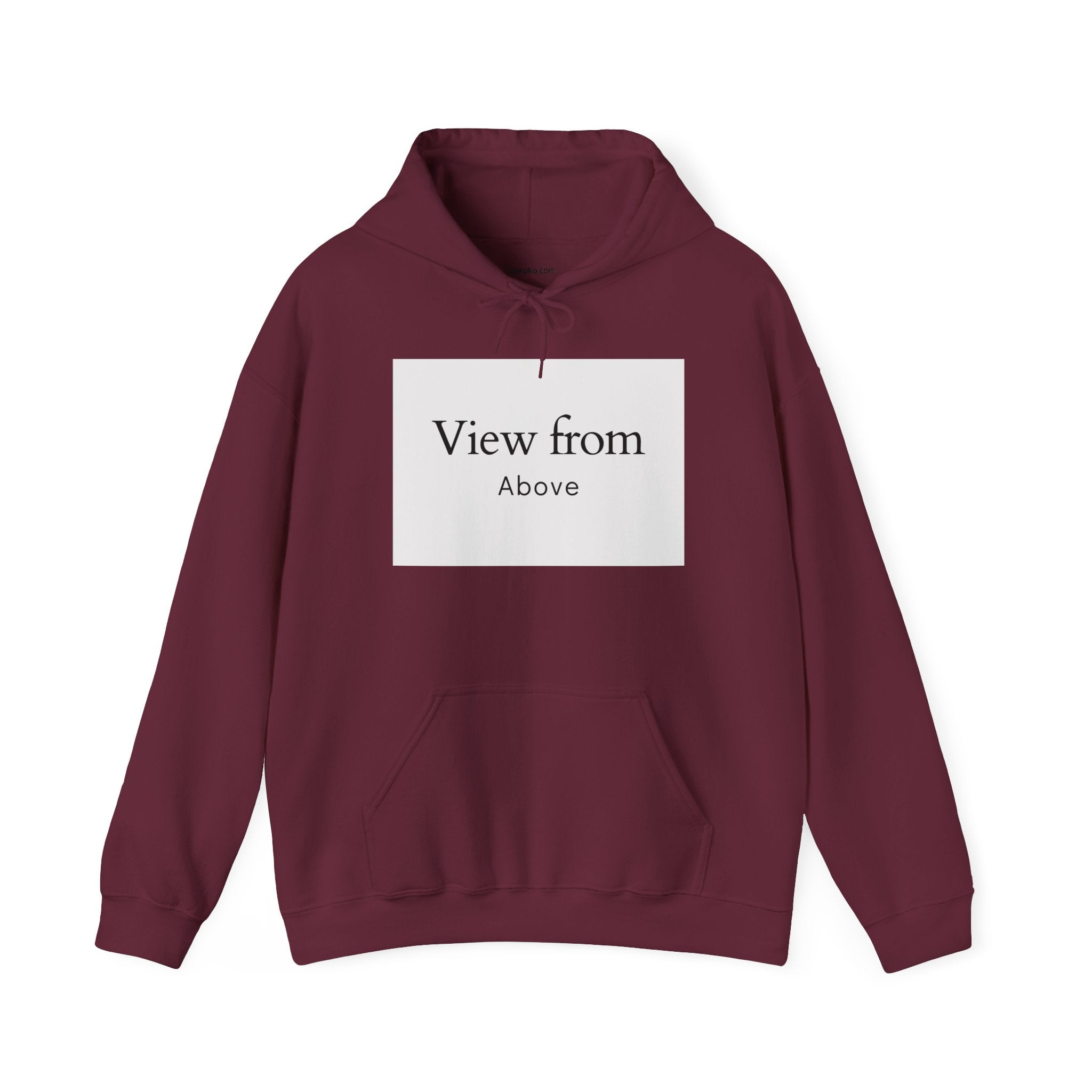 View From Above Hoodie - Minimal Text Graphic Pullover