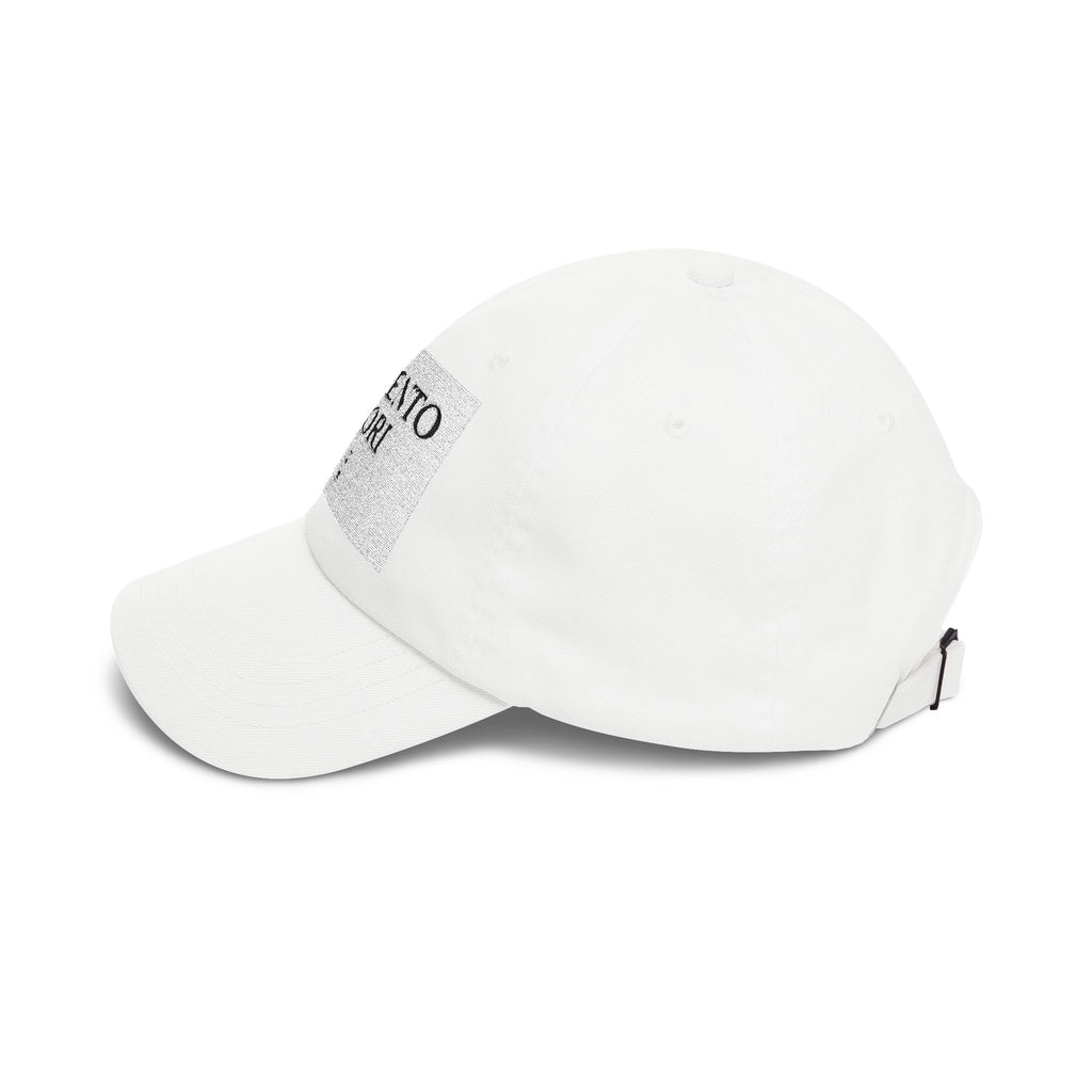 Memento Mori Dad Cap — Minimalist White Embroidered Baseball Hat