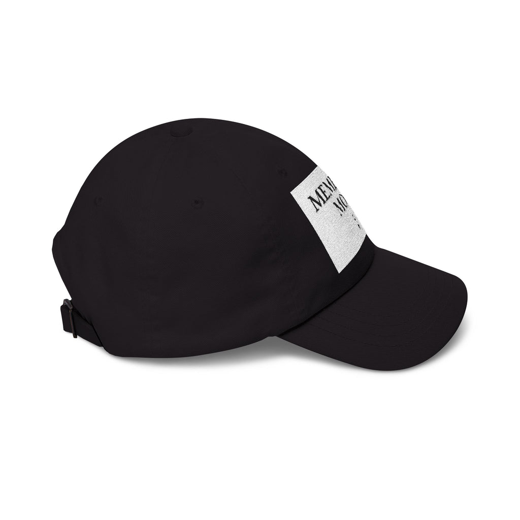 Memento Mori Dad Cap — Minimalist White Embroidered Baseball Hat