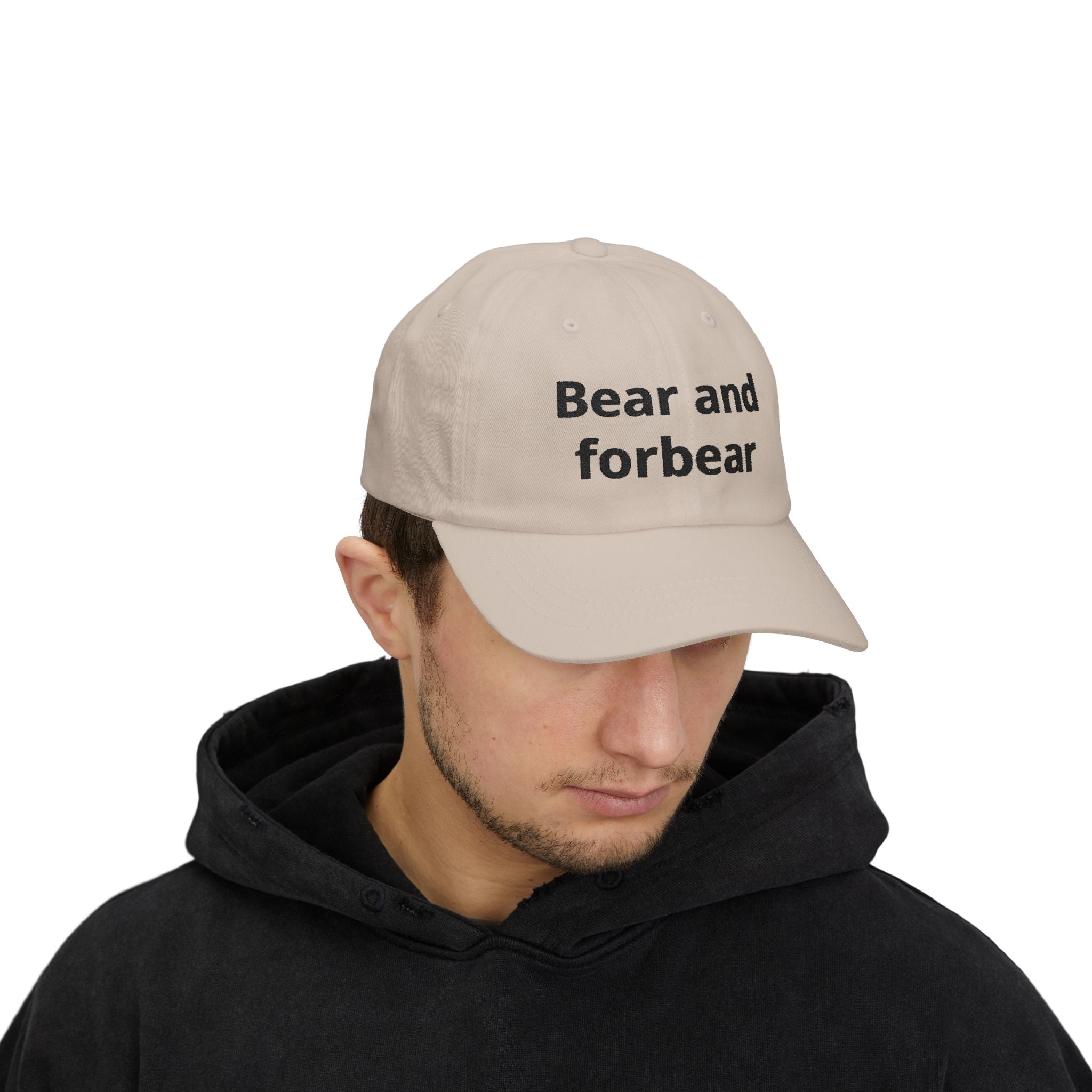 Dad Cap — "Bear and Forbear" Embroidered Cotton Hat