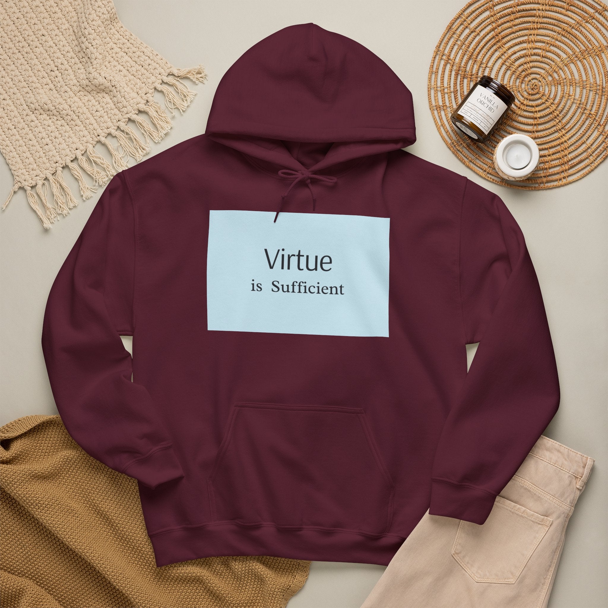 Virtue Is Sufficient Hoodie — Minimalist Inspirational Pullover