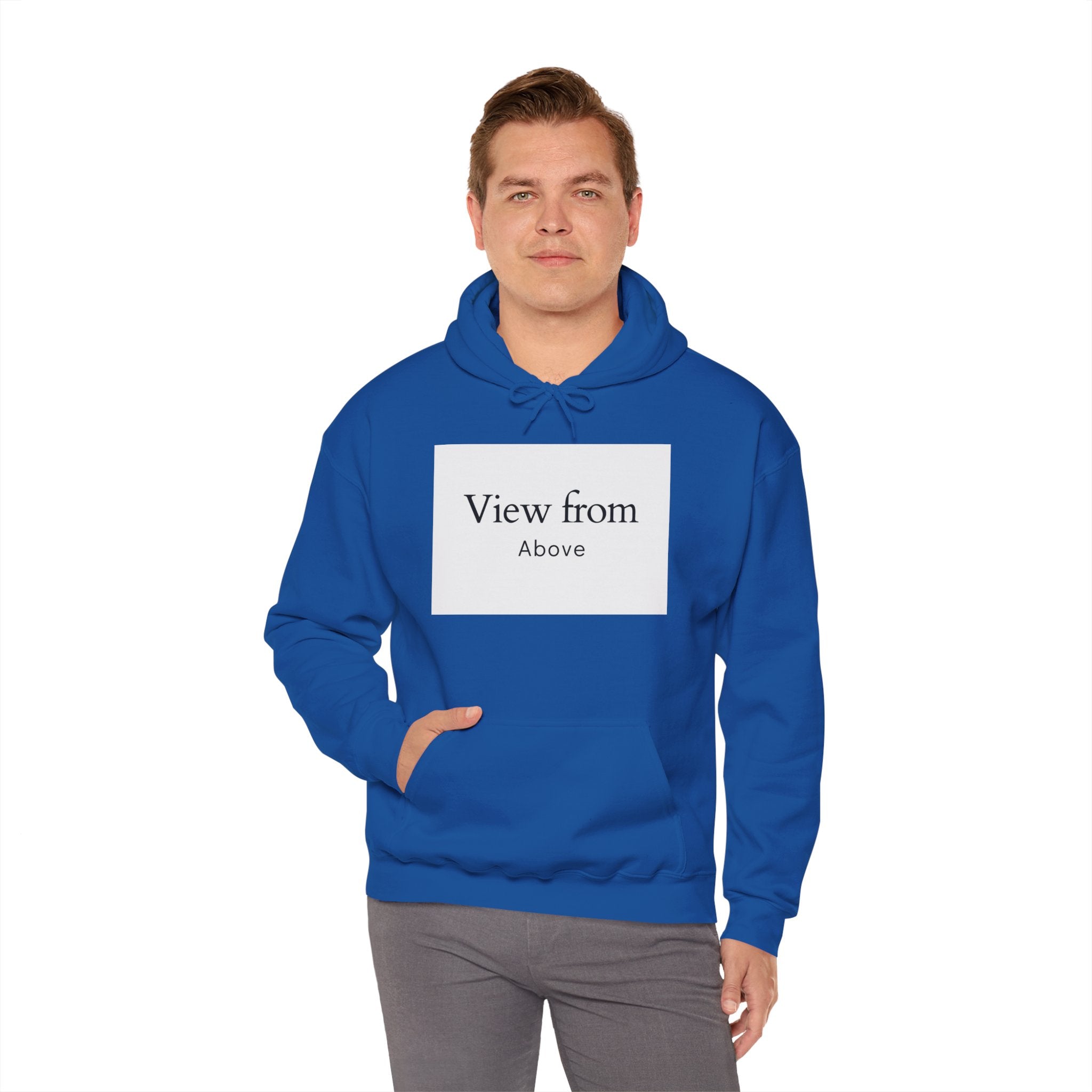 View From Above Hoodie - Minimal Text Graphic Pullover