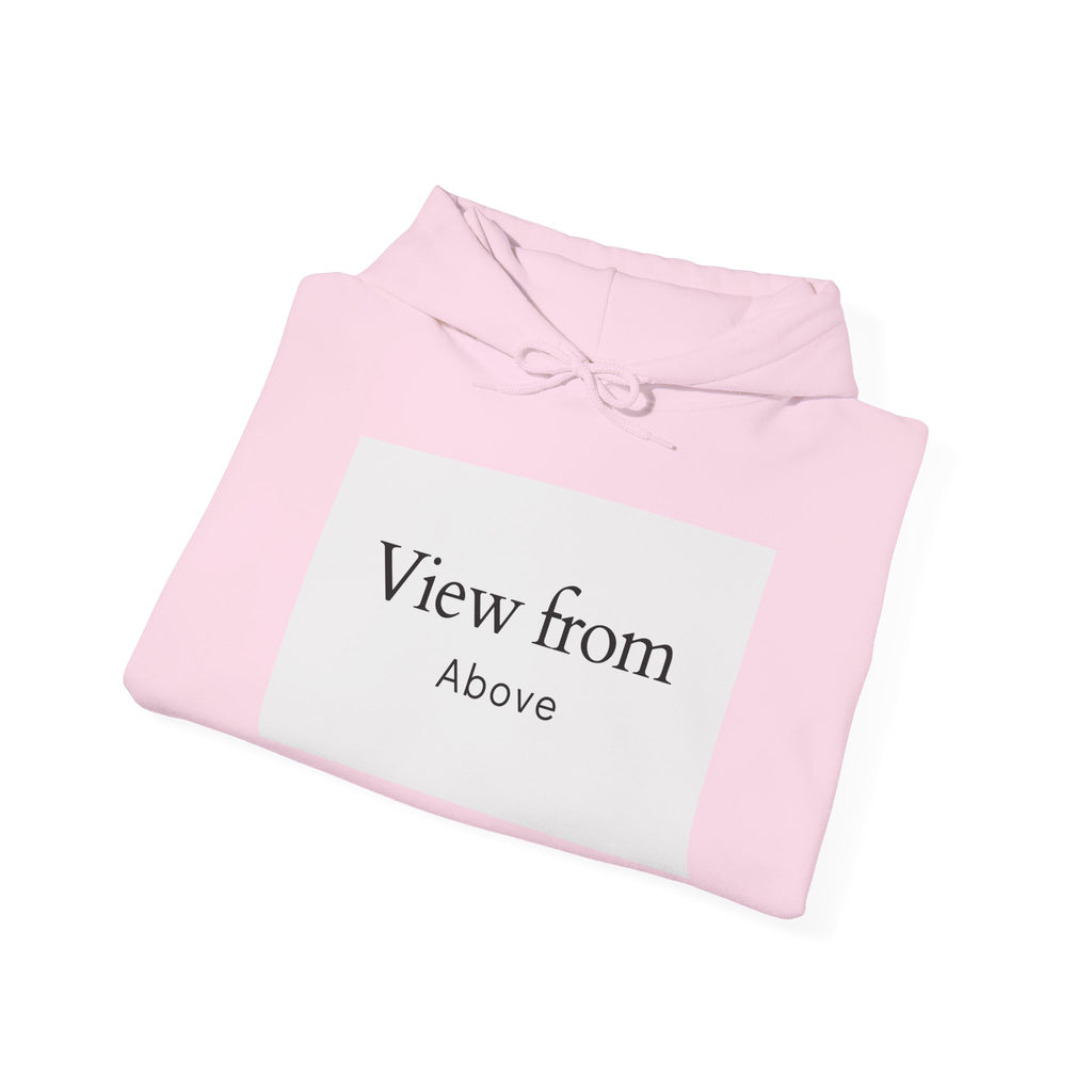 View From Above Hoodie - Minimal Text Graphic Pullover