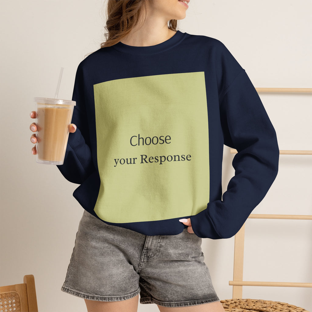 Crewneck Sweatshirt — 'Choose Your Response' Minimalist Motivational Pullover