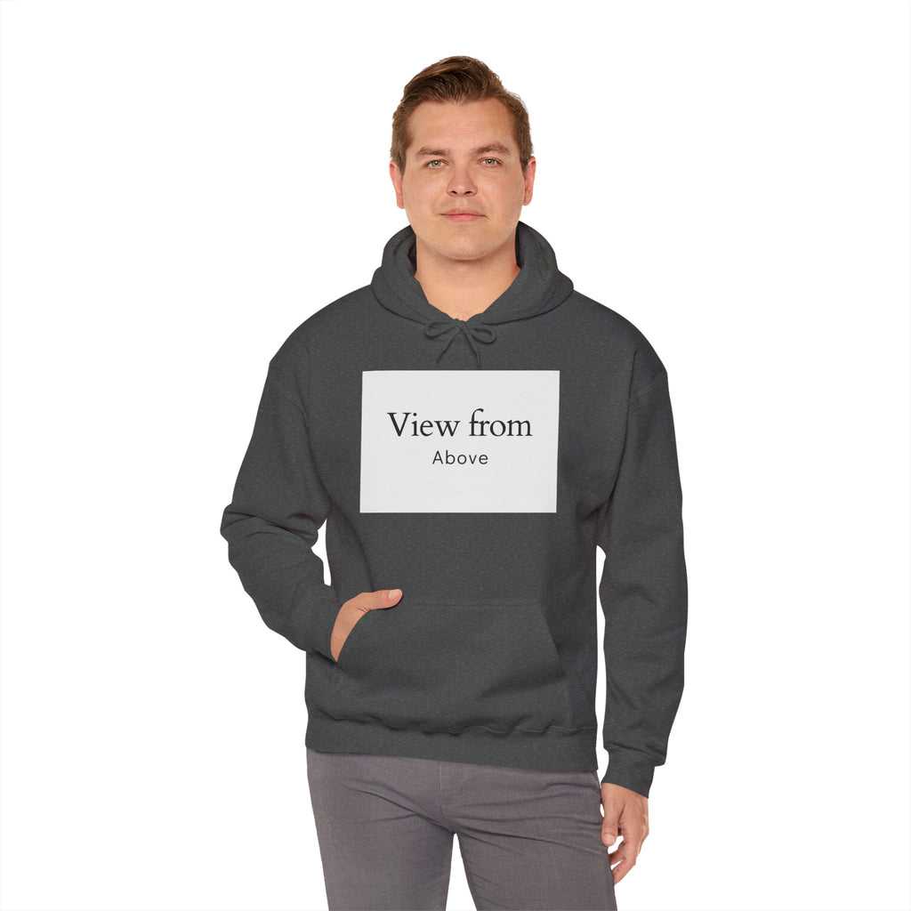 View From Above Hoodie - Minimal Text Graphic Pullover