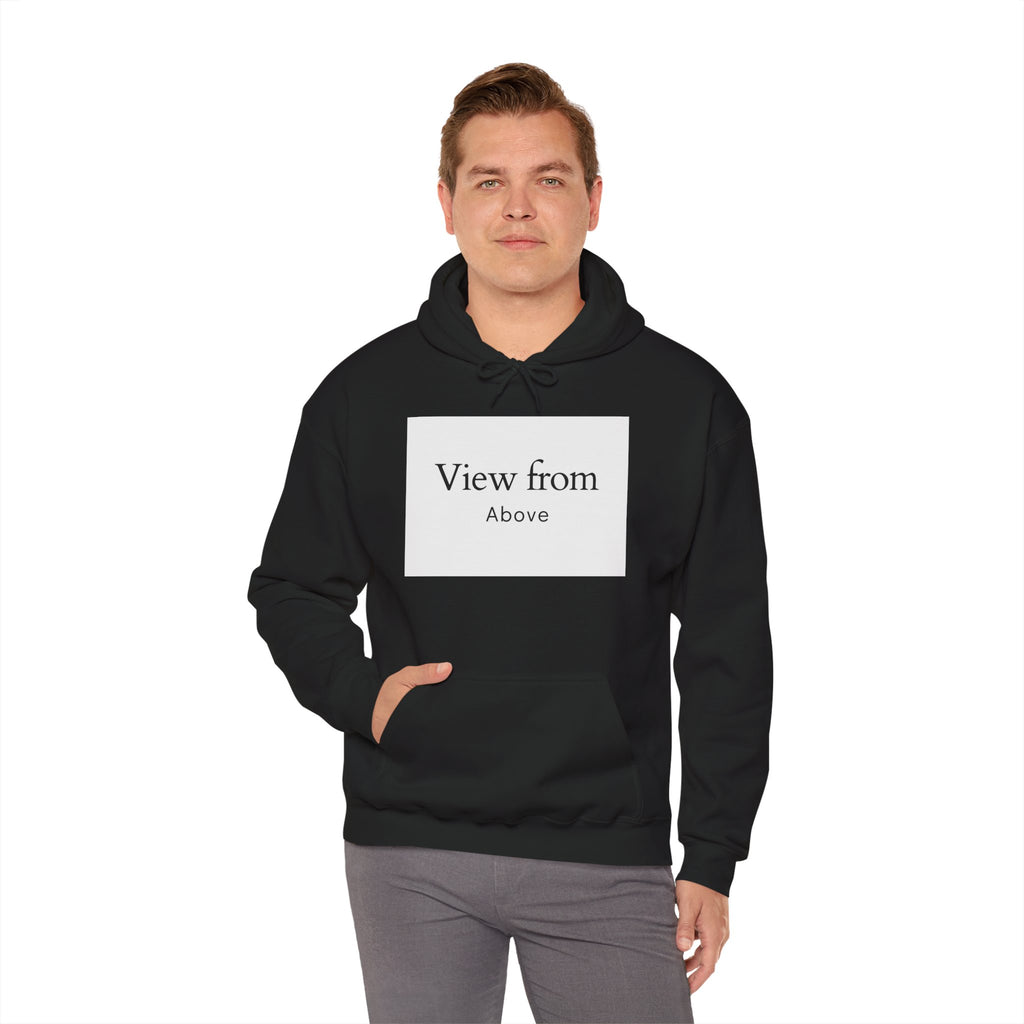 View From Above Hoodie - Minimal Text Graphic Pullover