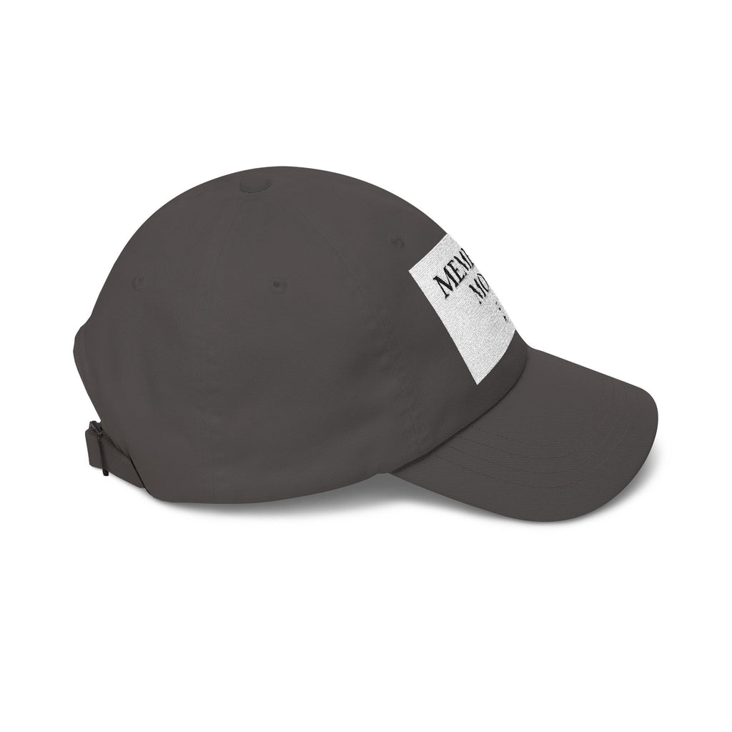 Memento Mori Dad Cap — Minimalist White Embroidered Baseball Hat