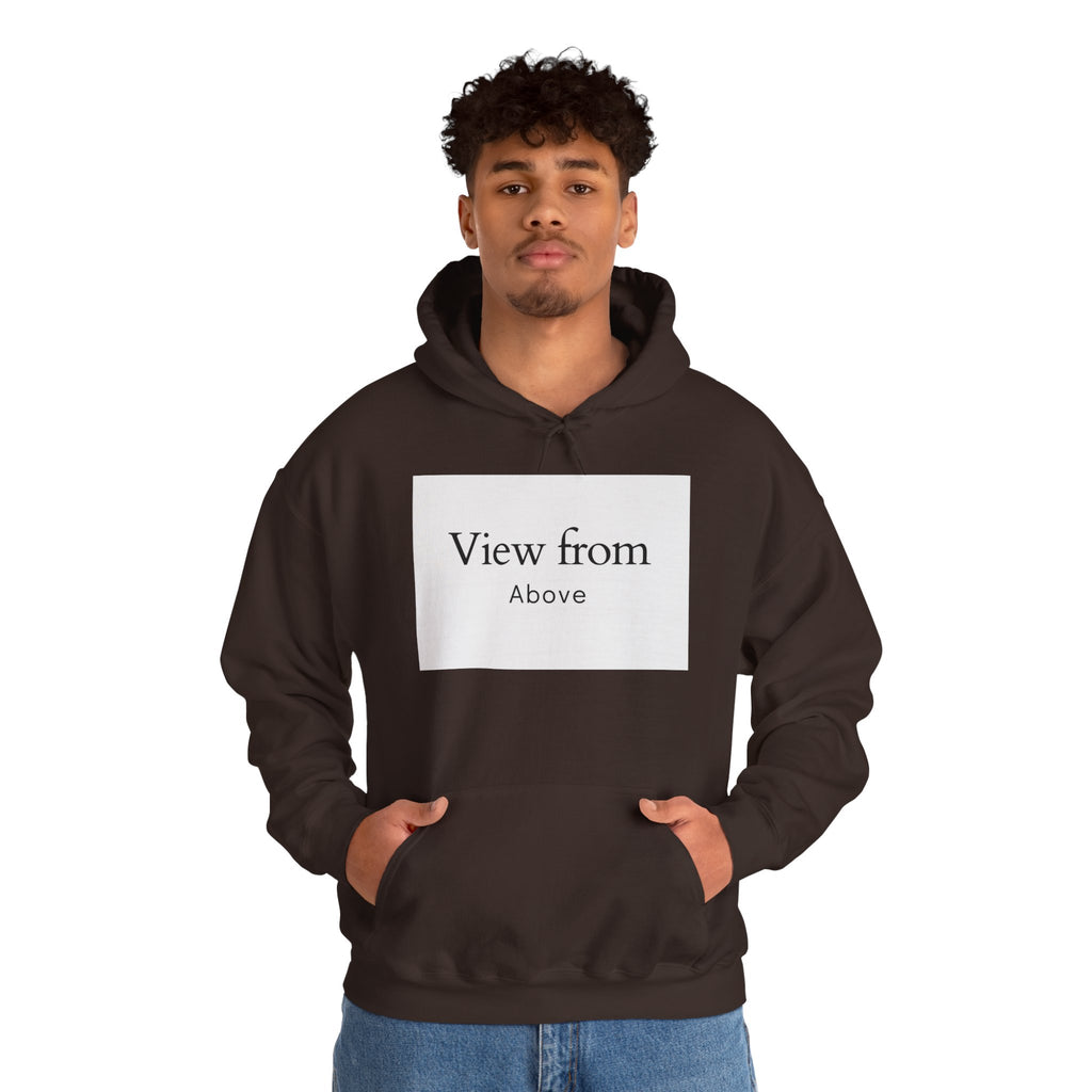 View From Above Hoodie - Minimal Text Graphic Pullover
