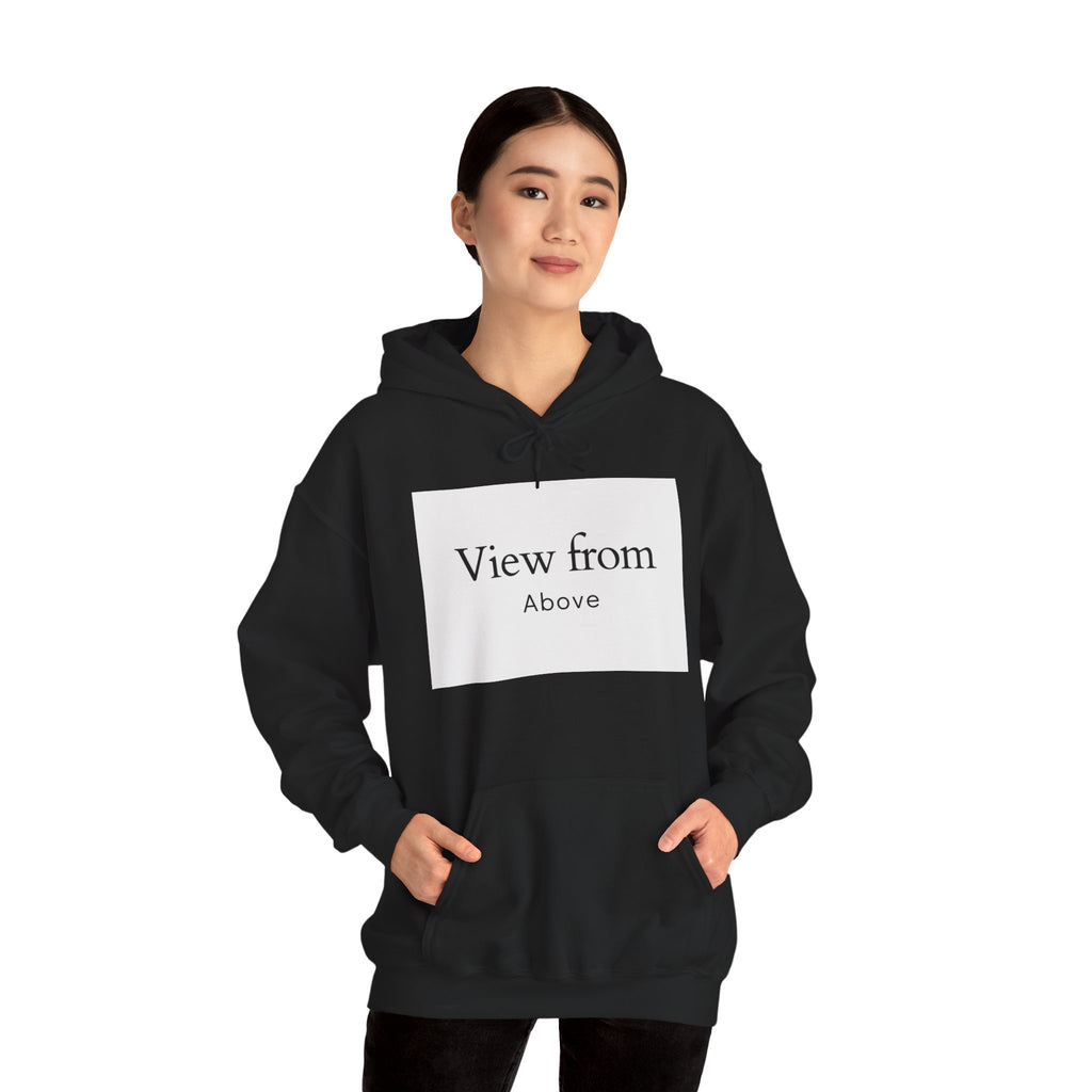 View From Above Hoodie - Minimal Text Graphic Pullover