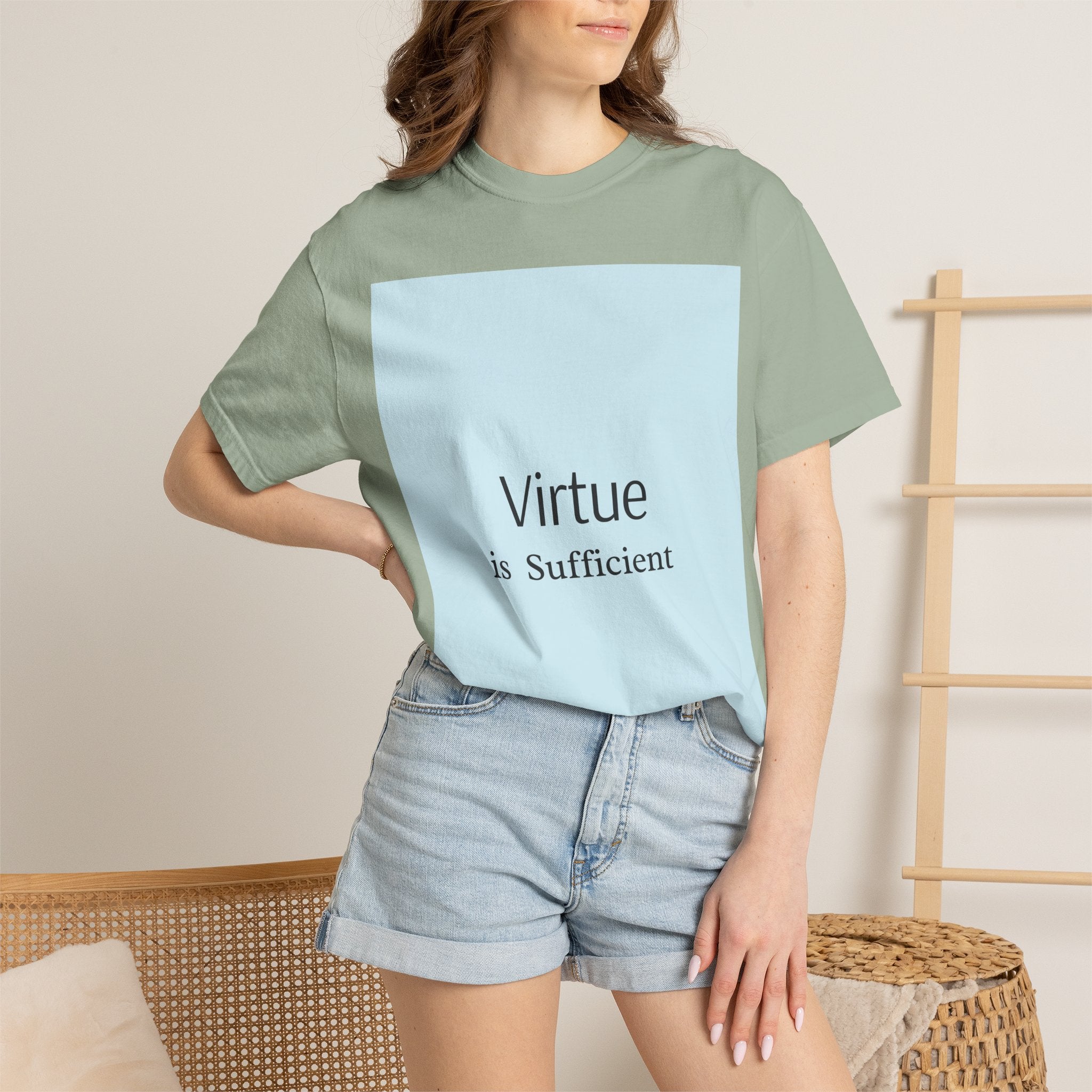 T-Shirt — "Virtue is Sufficient" Minimalist Inspirational Tee