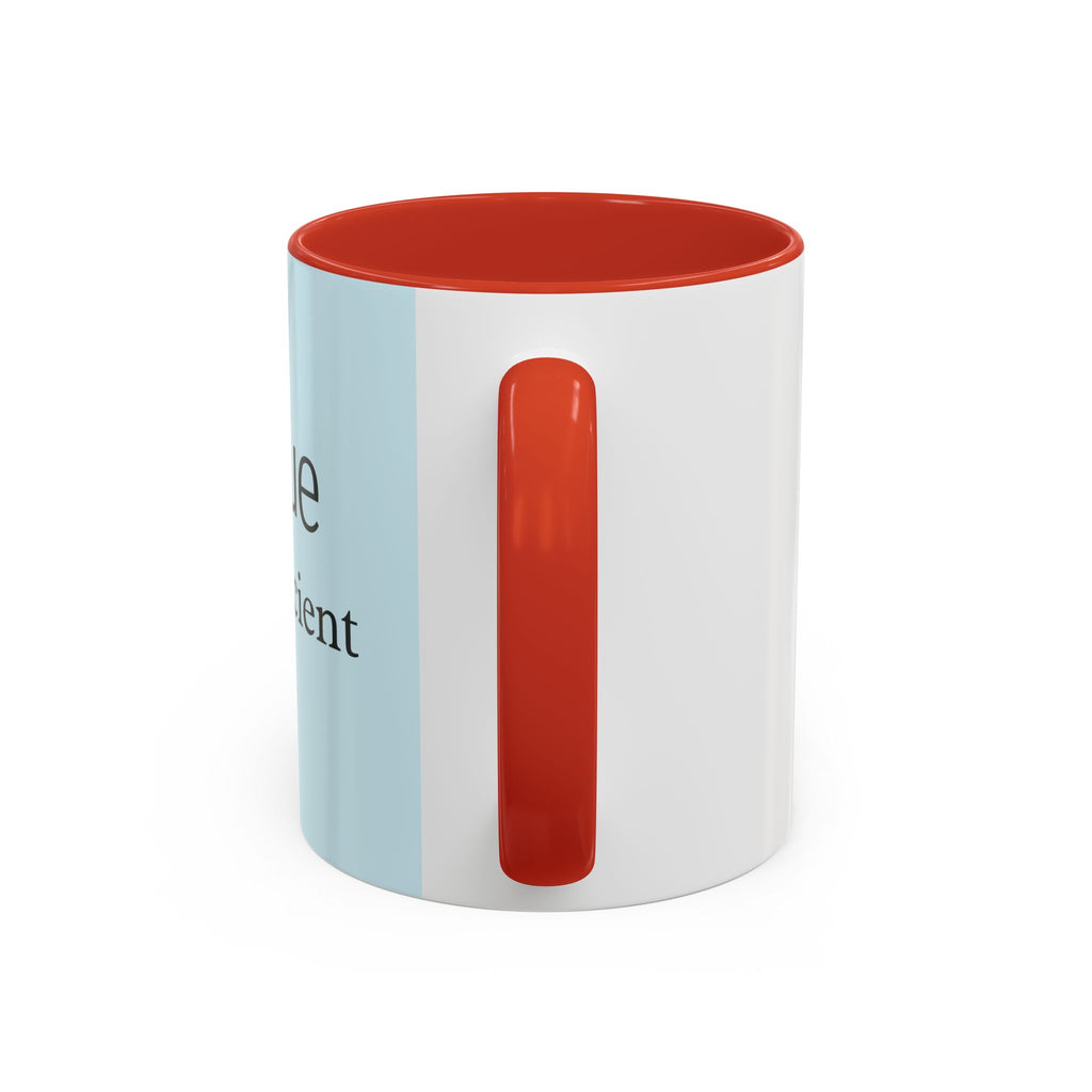 Virtue Is Sufficient Accent Coffee Mug — Inspirational Light Blue Ceramic