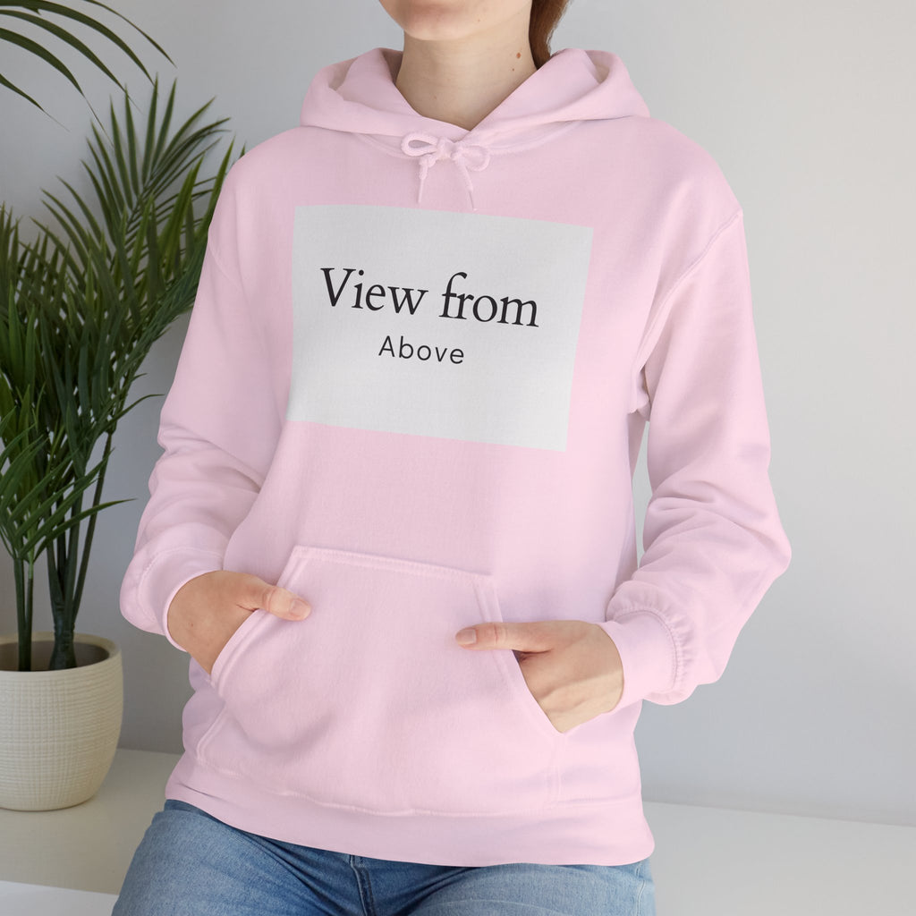 View From Above Hoodie - Minimal Text Graphic Pullover