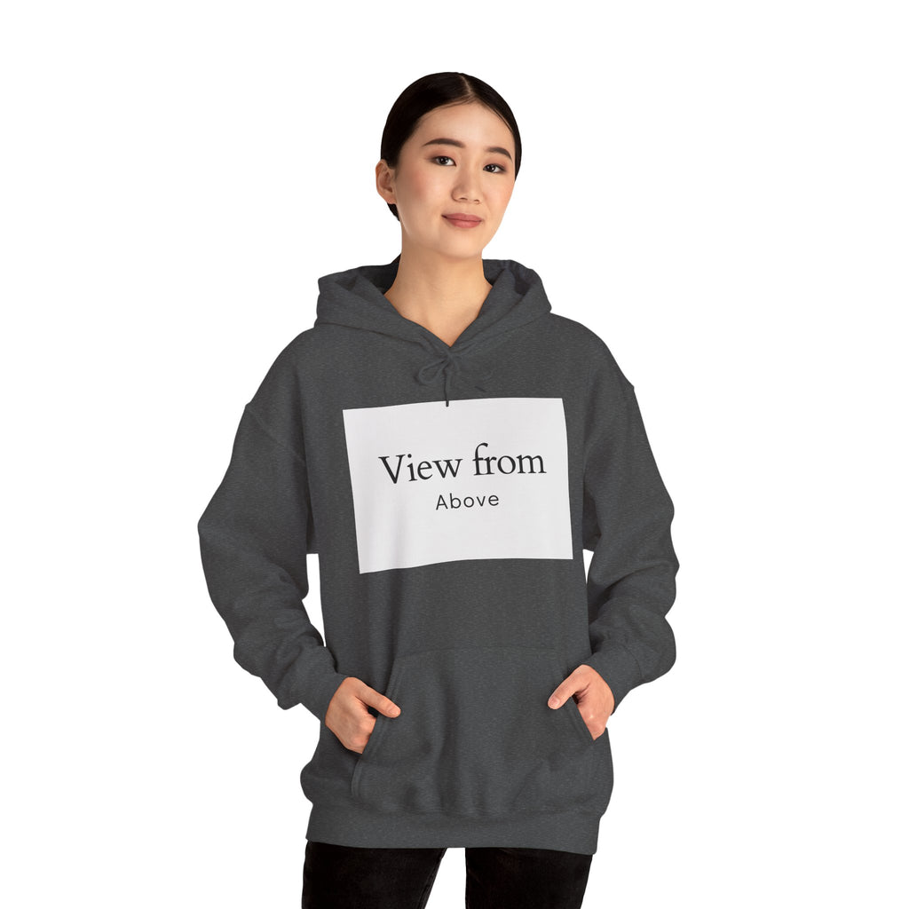 View From Above Hoodie - Minimal Text Graphic Pullover