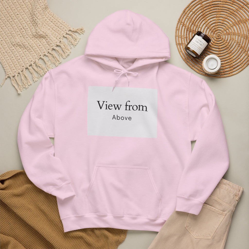 View From Above Hoodie - Minimal Text Graphic Pullover