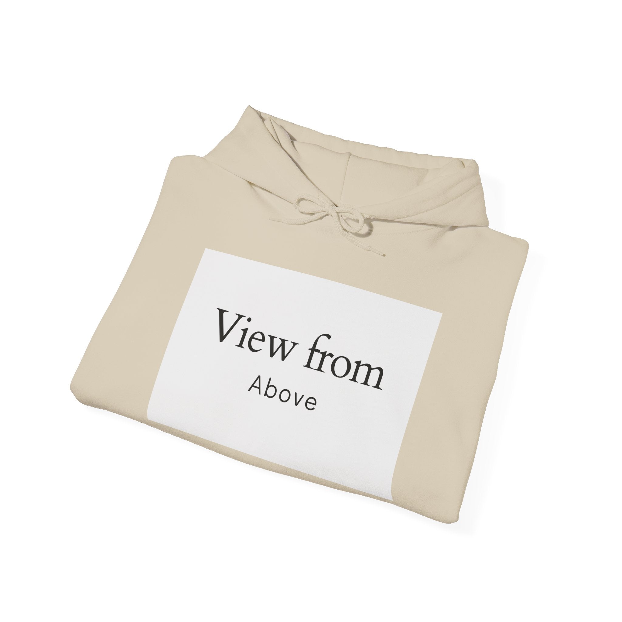 View From Above Hoodie - Minimal Text Graphic Pullover