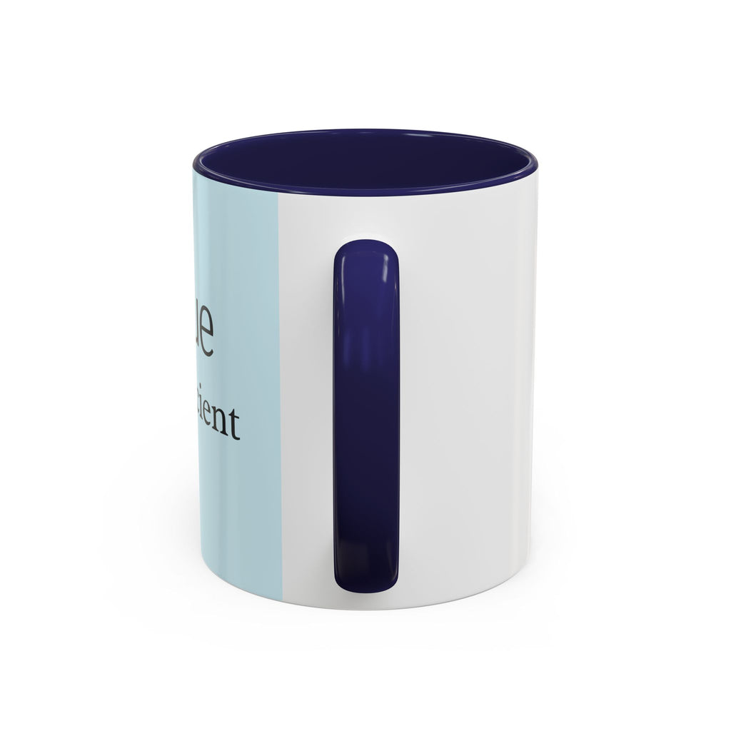 Virtue Is Sufficient Accent Coffee Mug — Inspirational Light Blue Ceramic