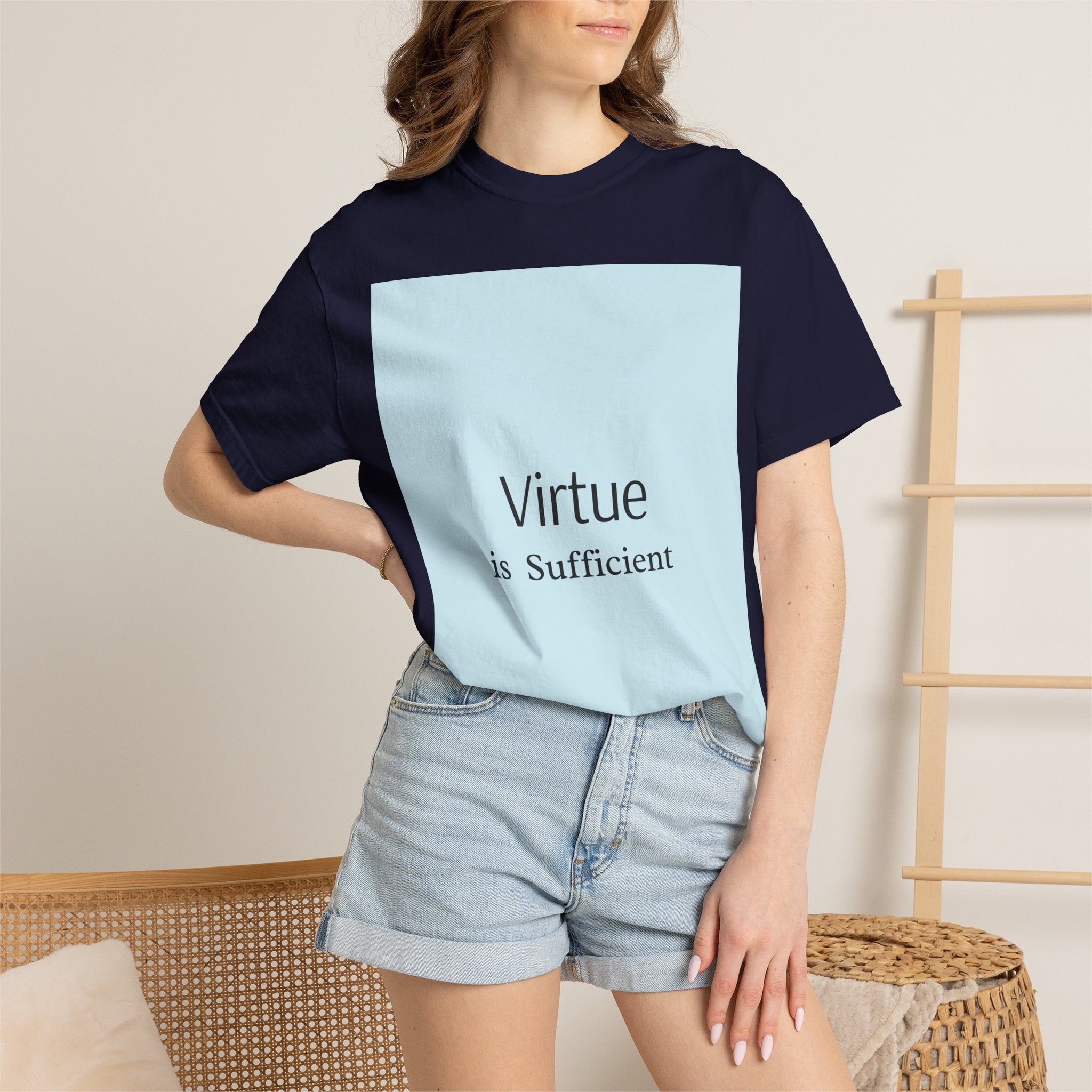 T-Shirt — "Virtue is Sufficient" Minimalist Inspirational Tee