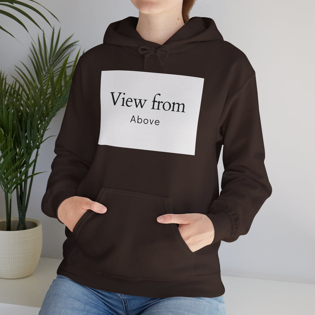 View From Above Hoodie - Minimal Text Graphic Pullover