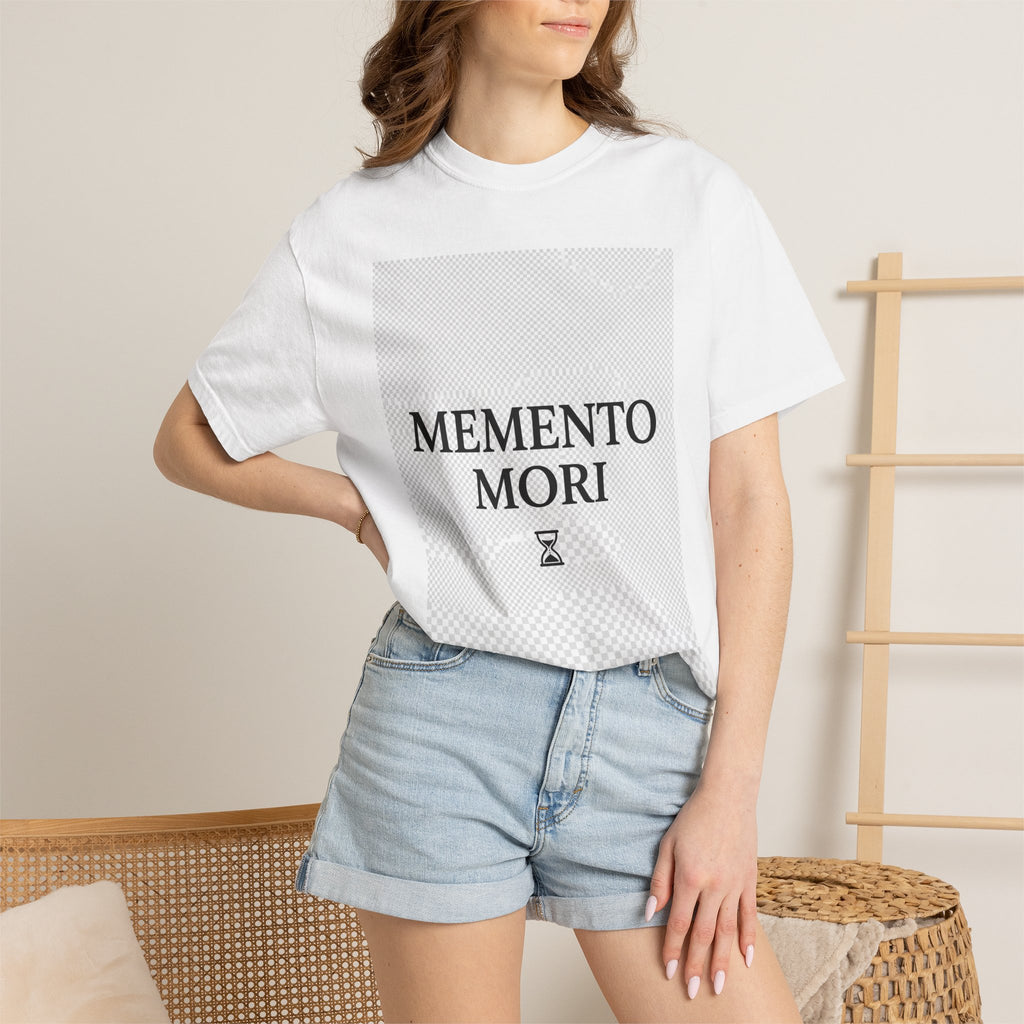 Memento Mori T-Shirt — Minimalist Hourglass Graphic Tee