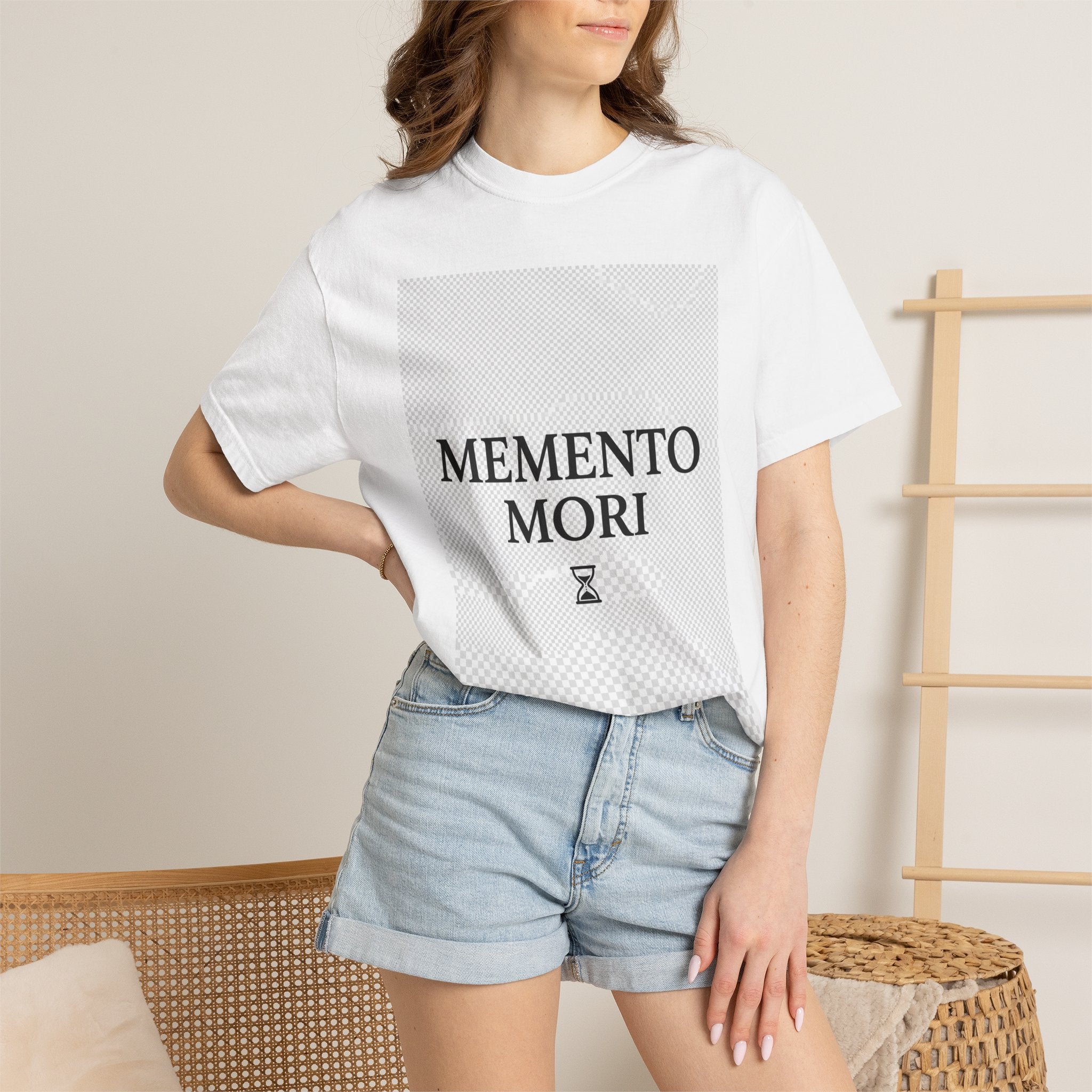 Memento Mori T-Shirt — Minimalist Hourglass Graphic Tee