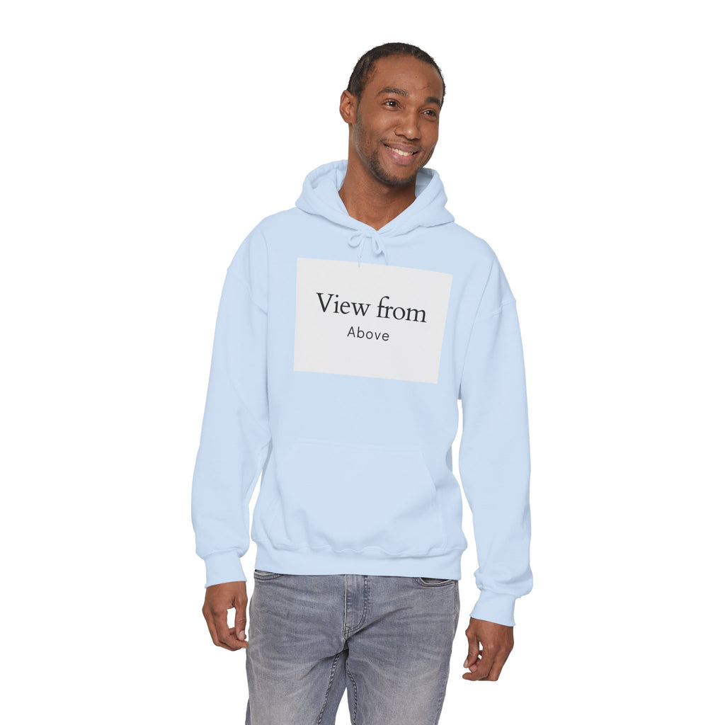 View From Above Hoodie - Minimal Text Graphic Pullover