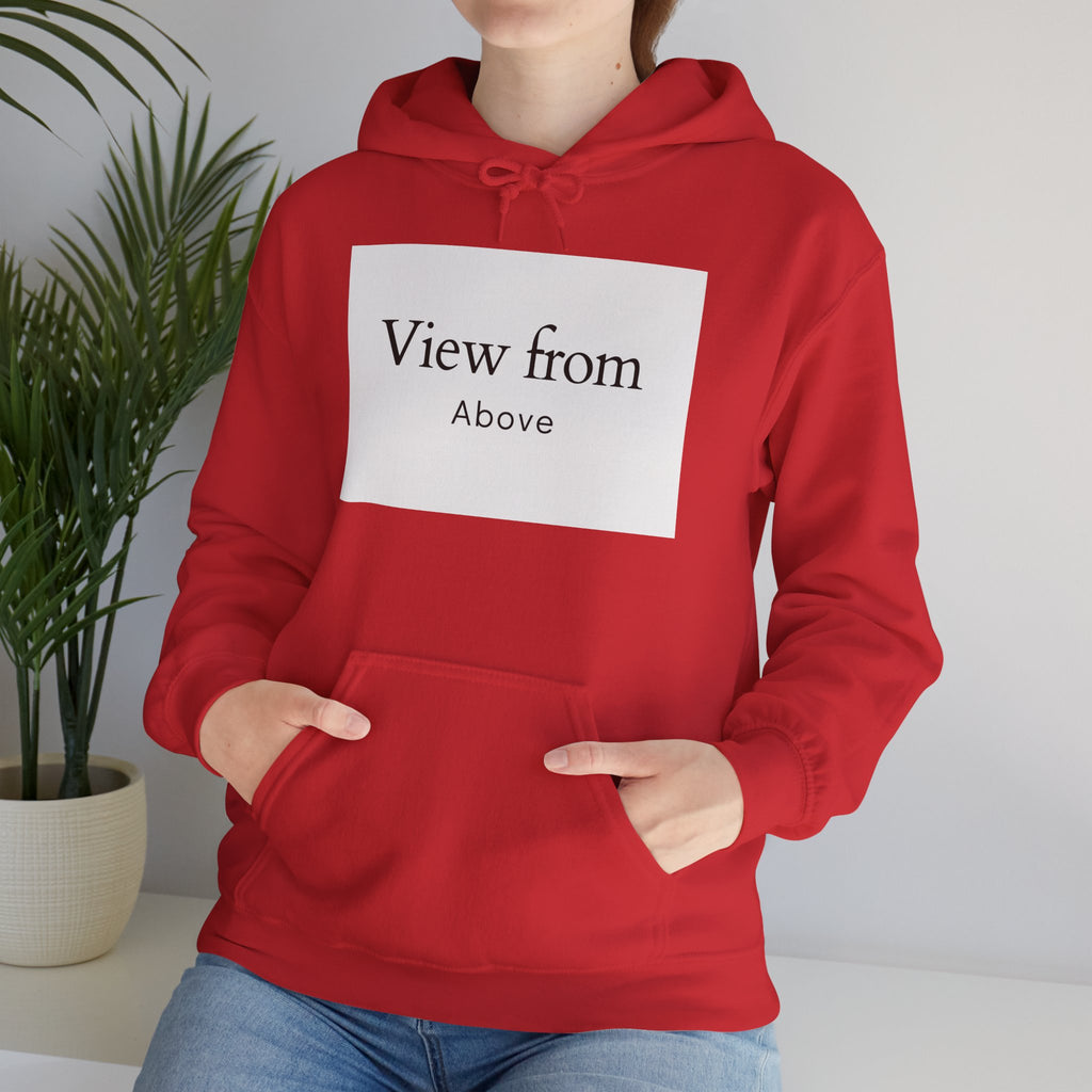 View From Above Hoodie - Minimal Text Graphic Pullover
