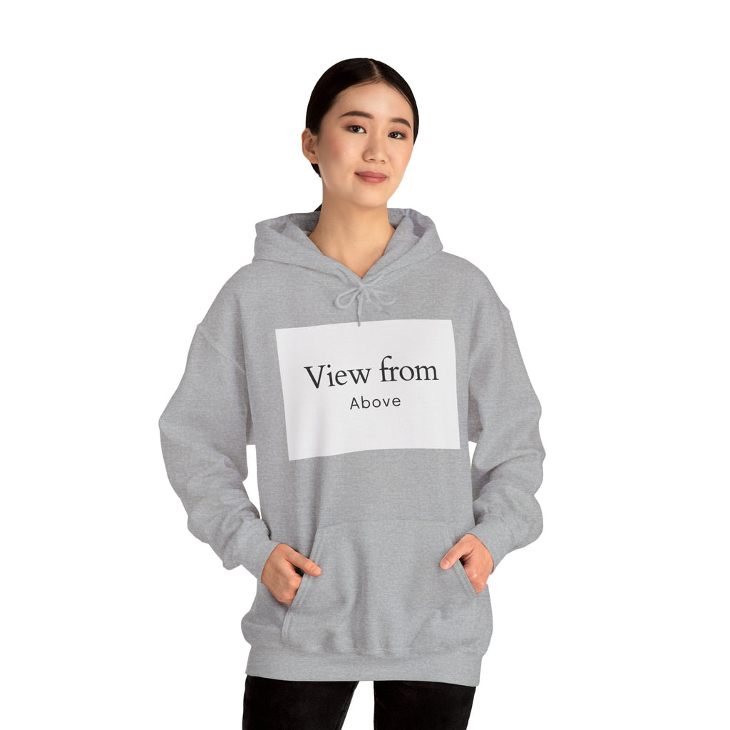 View From Above Hoodie - Minimal Text Graphic Pullover