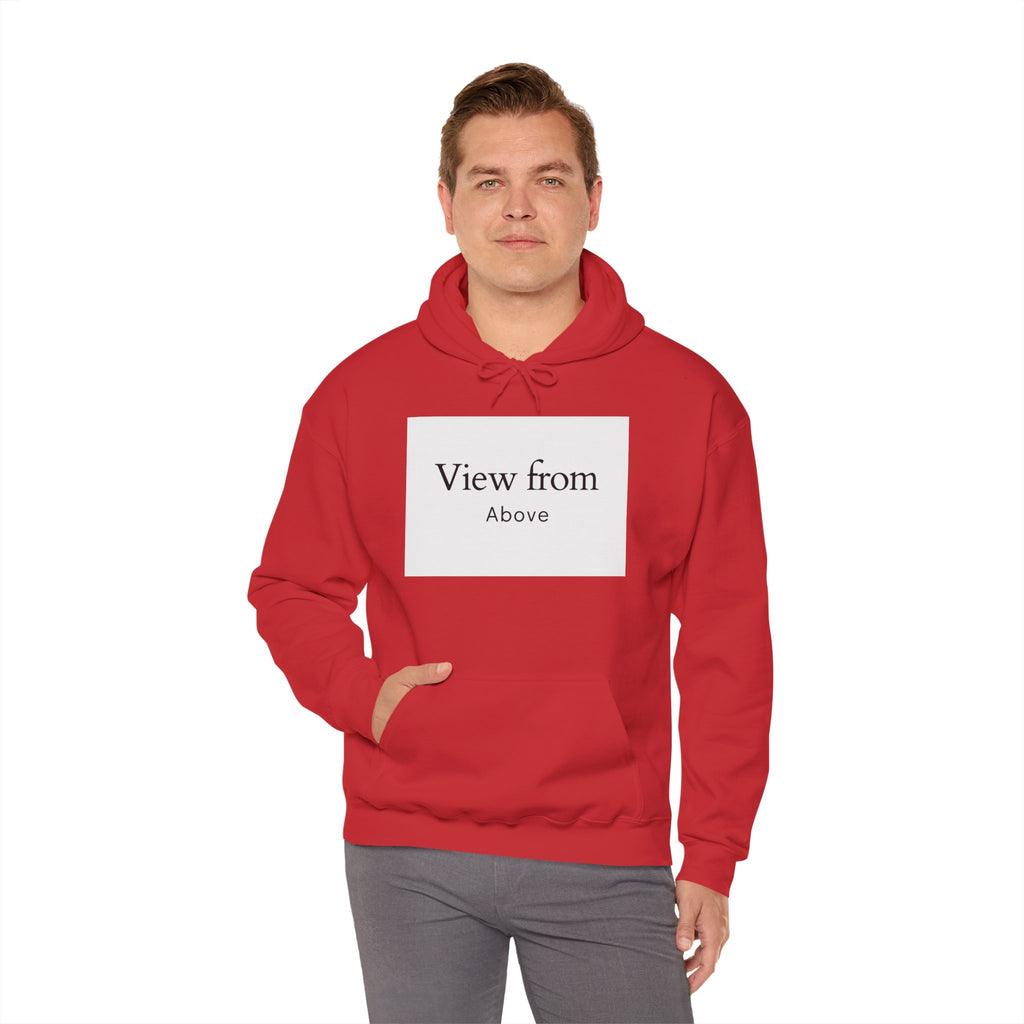 View From Above Hoodie - Minimal Text Graphic Pullover