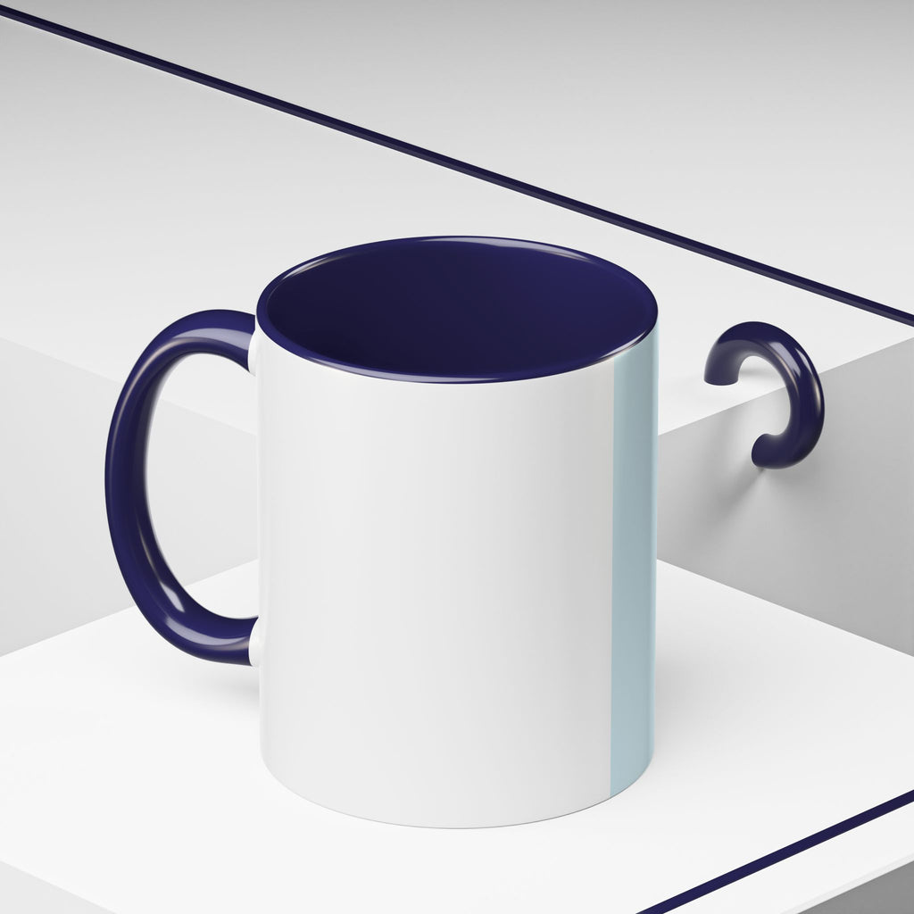 Virtue Is Sufficient Accent Coffee Mug — Inspirational Light Blue Ceramic