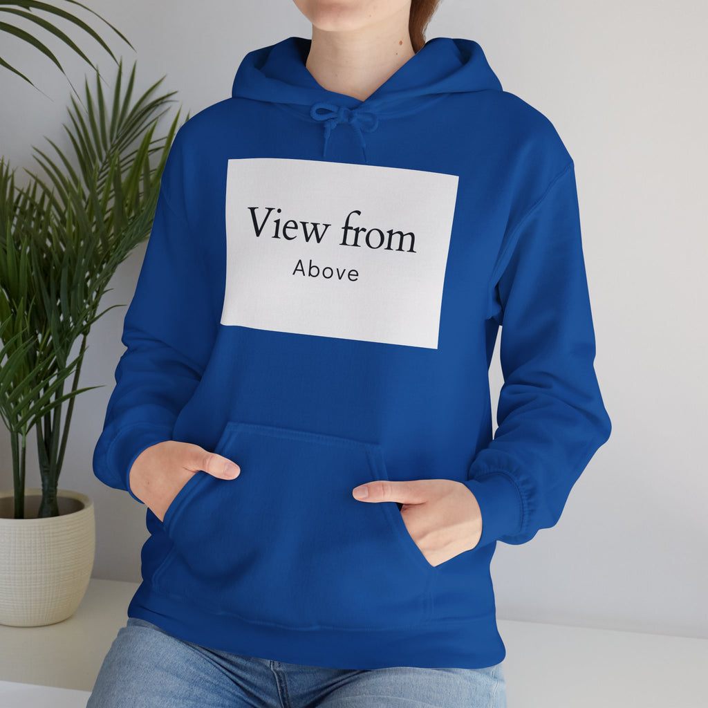 View From Above Hoodie - Minimal Text Graphic Pullover