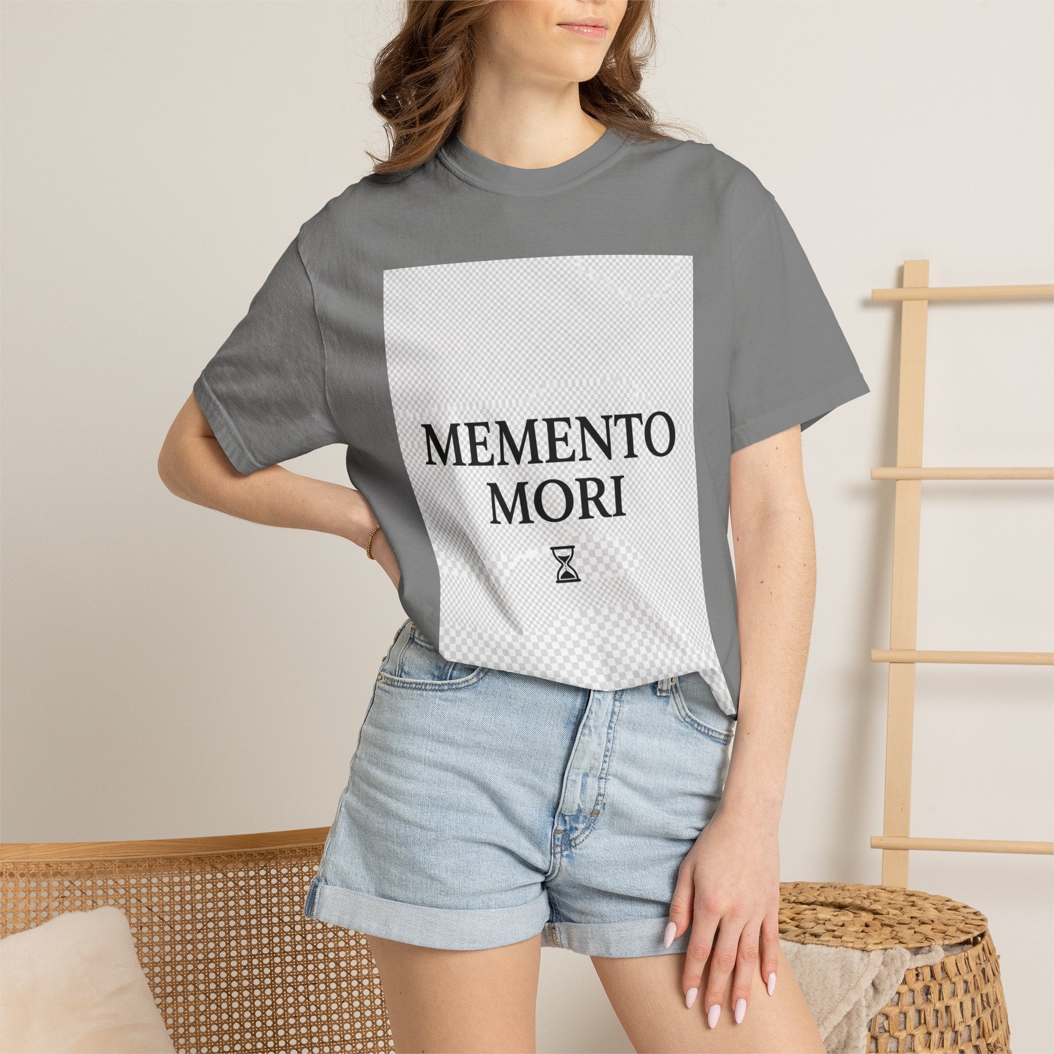 Memento Mori T-Shirt — Minimalist Hourglass Graphic Tee